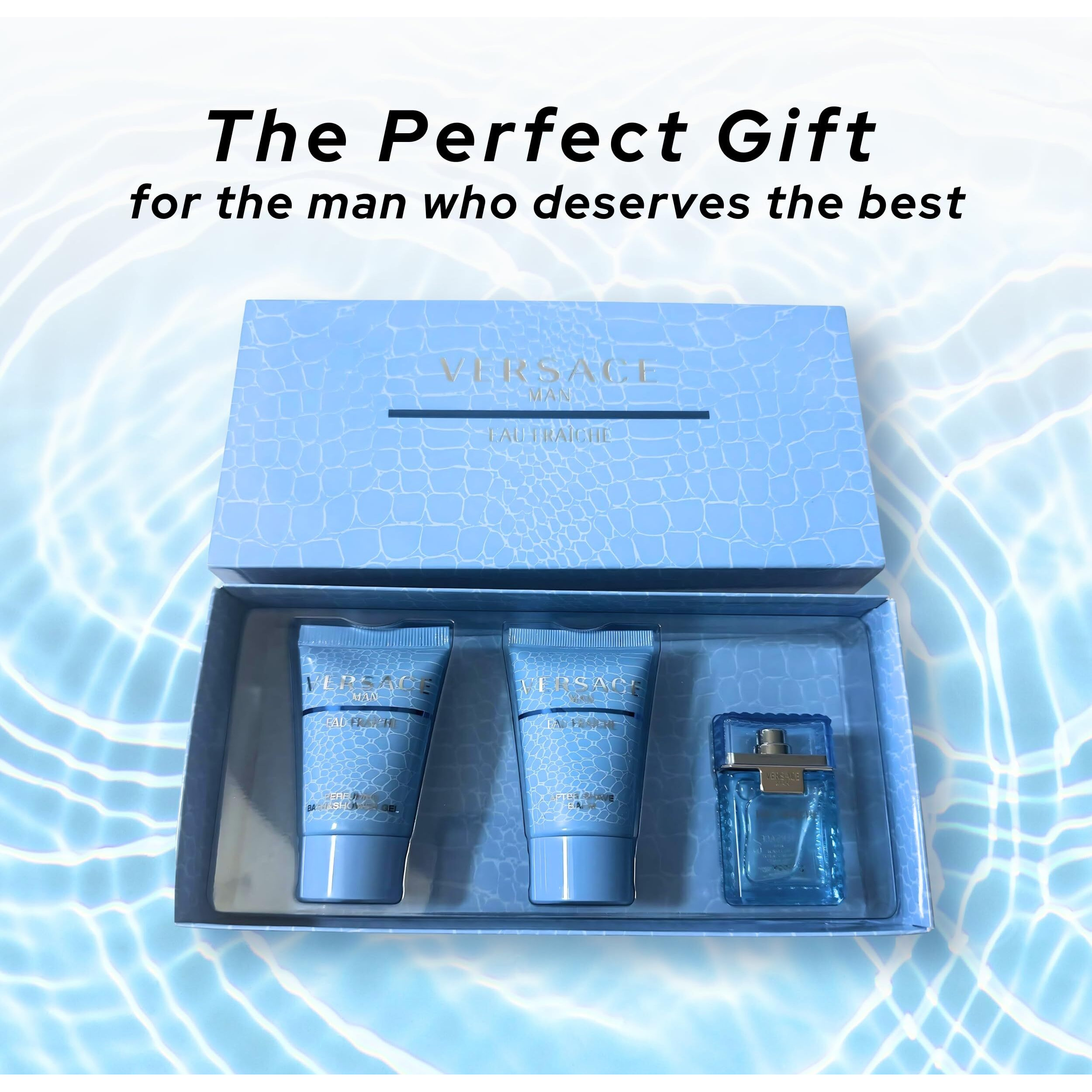 Versace Man Eau Fraiche By Gianni Versace For Men Edt .17 Oz Mini & After Shave Balm .8 Oz Mini & Shower Gel .8 Oz Mini