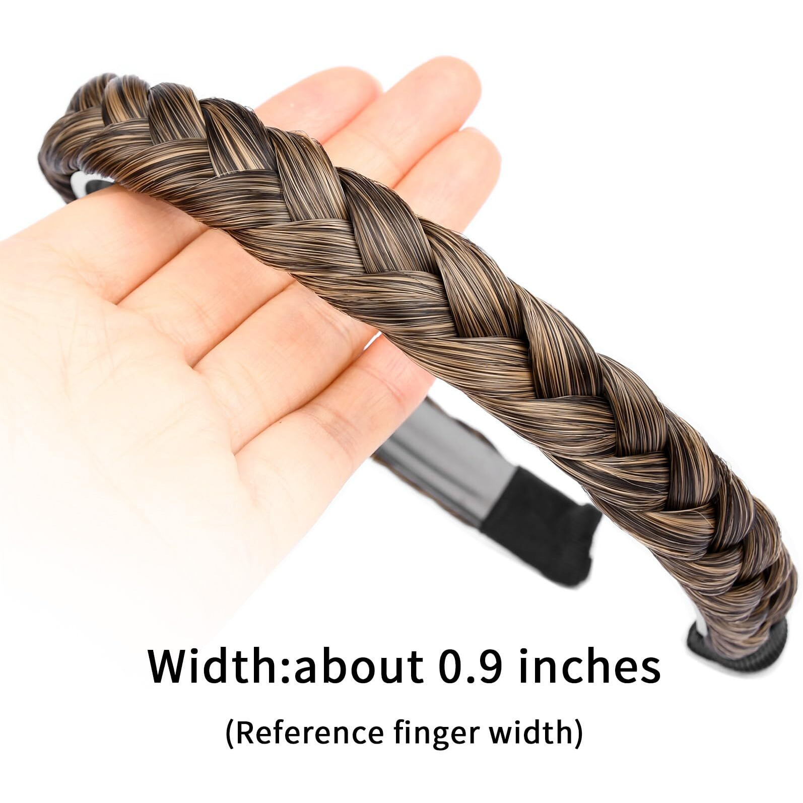 Oplira Braided Headband With Teeth Braids Hairband With Tooth Synthetic Hair Band Plaited Hairband For Women (Dark Golden Brown-0.9 Inches)