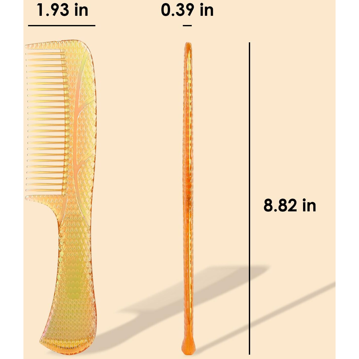 Candybrush Wide Tooth Comb For Women Curly Hair Wet Comb Detangling Girls Long Short Thick Fine Hair Curls Fashion Styling Tool Golden Large