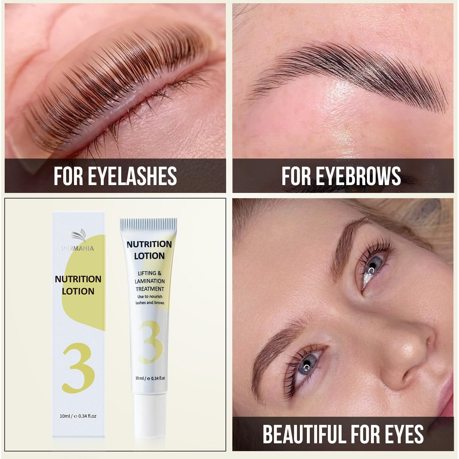 Permania Nutrition Lotion, 10 Ml Tube Design Salon Grade For Lash Lift And Brow Lamination Beauty Treatments (Only Nutrition Lotion)
