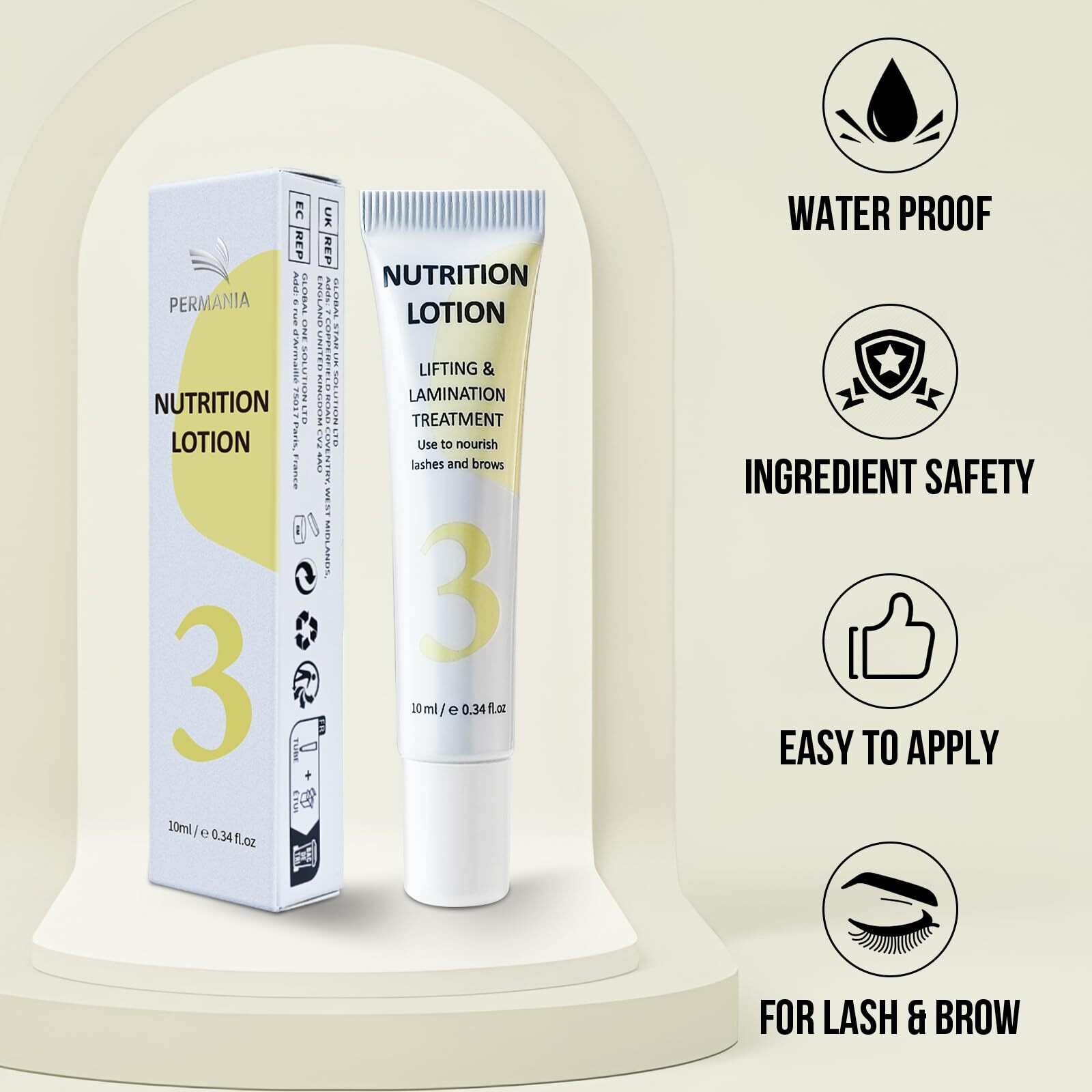 Permania Nutrition Lotion, 10 Ml Tube Design Salon Grade For Lash Lift And Brow Lamination Beauty Treatments (Only Nutrition Lotion)