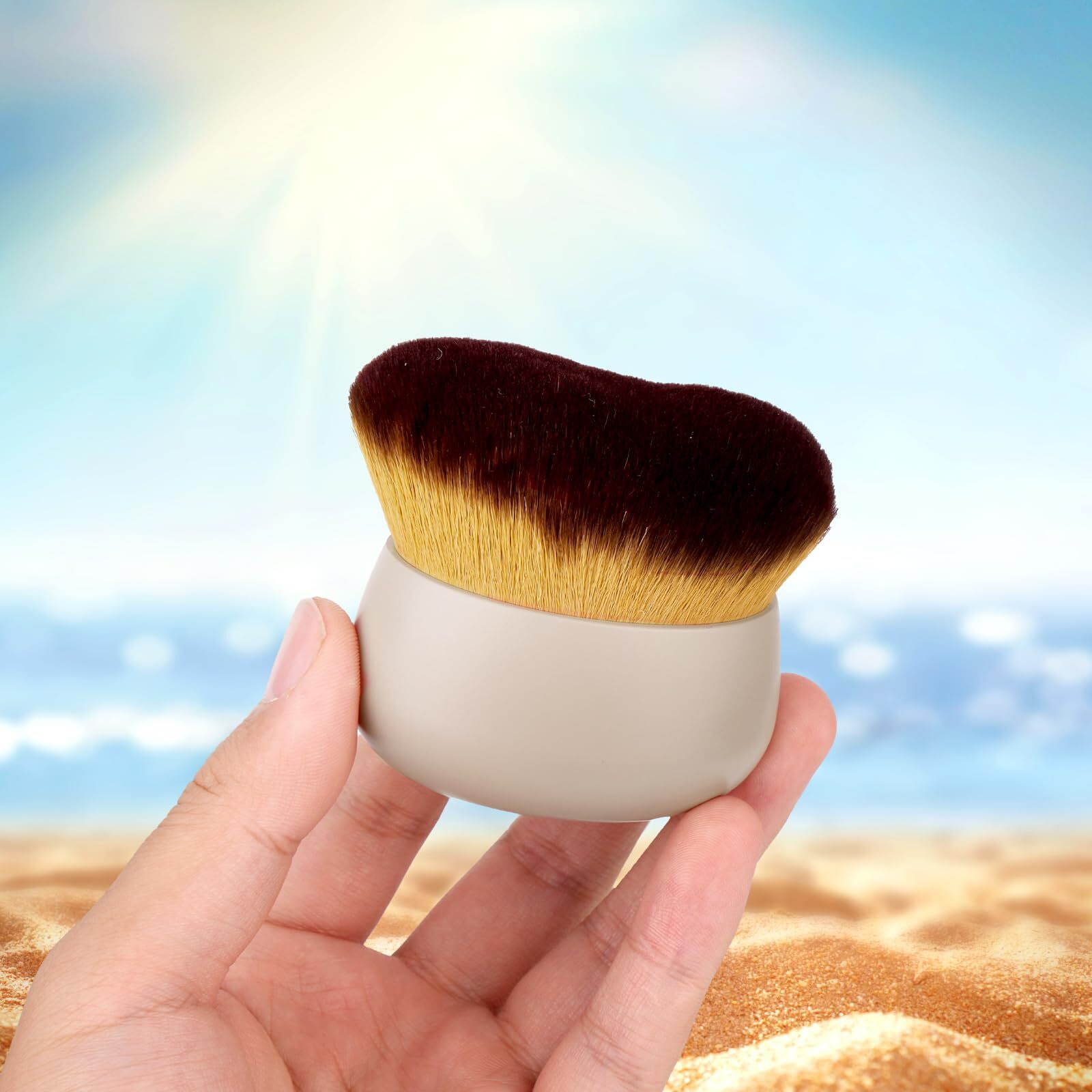 Body Makeup Brush For Self Tanner, Large Self Tanning Applicator Tan Brush Provides Even Application For Face Neck Back Legs, Wet & Dry Use (Khaki)