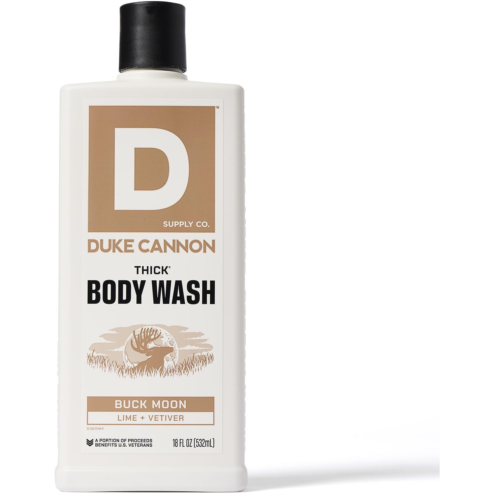 Duke Cannon Supply Co. Thick High Viscosity Body Wash - 3X Thicker, Plant-Based, Mineral-Enriched For Men - Shower Gel - Mens Body Scrub - Buck Moon (18 Oz)
