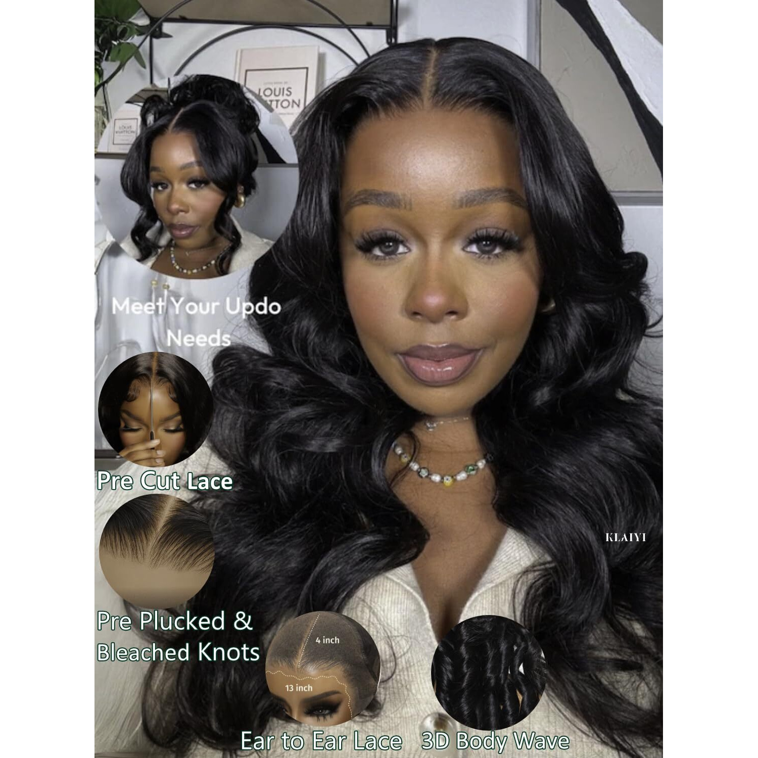 Klaiyi Wear And Go Glueless Wig Bye Bye Knots 13X4Precut Lace Front Wigs Human Hair Loose Body Wave Wig Pre Bleached Pre Everything Pre Plucked With Baby Hair 3S Ready To Wear Beginner Friendly 22Inch