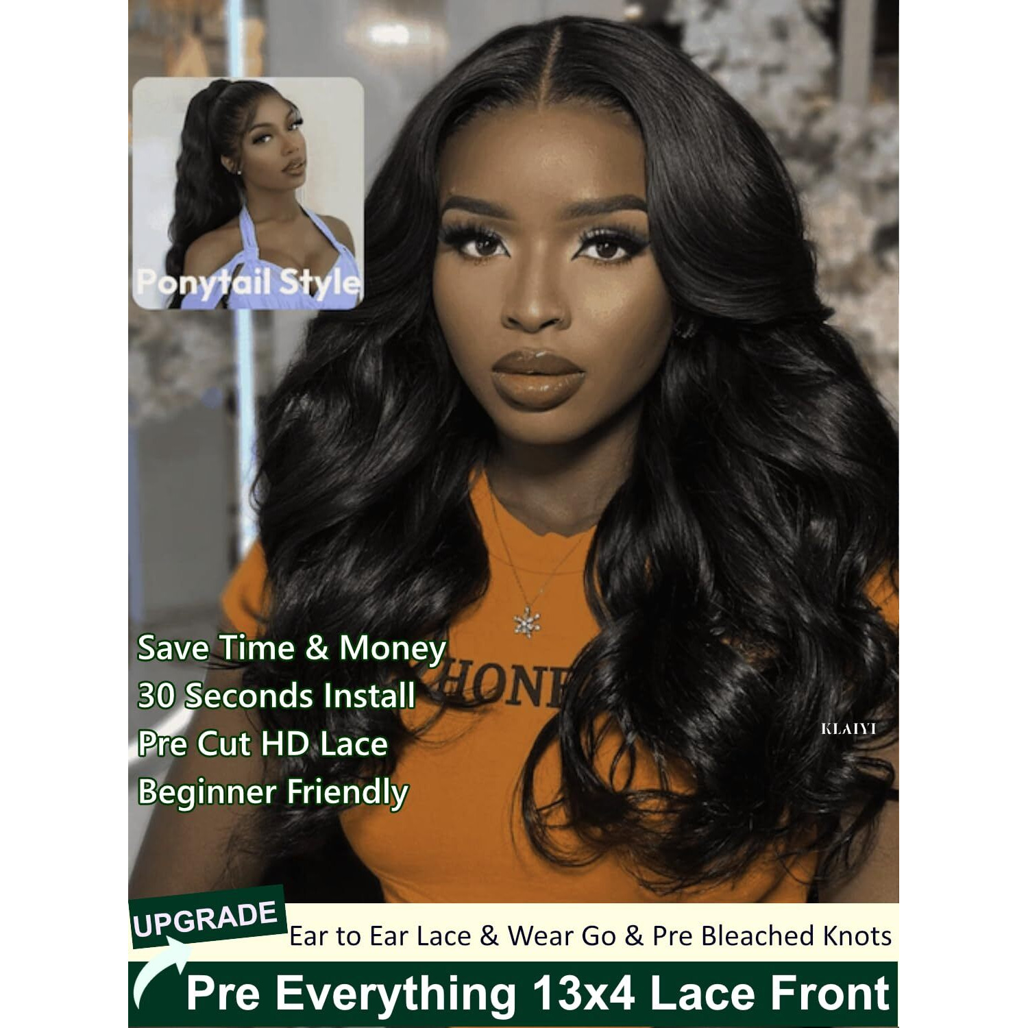 Klaiyi Wear And Go Glueless Wig Bye Bye Knots 13X4Precut Lace Front Wigs Human Hair Loose Body Wave Wig Pre Bleached Pre Everything Pre Plucked With Baby Hair 3S Ready To Wear Beginner Friendly 22Inch