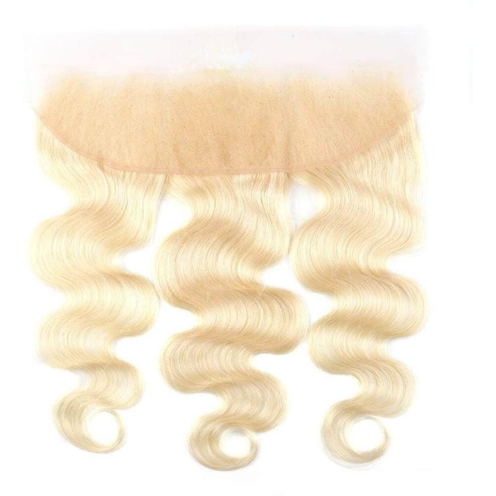 Kafeier 613 Blonde Frontal Human Hair 13X4 Hd Lace Frontal Closure 10 Inch 150% Density Body Wave Closure Ear To Ear Blonde Frontal Free Part Natural Hairline