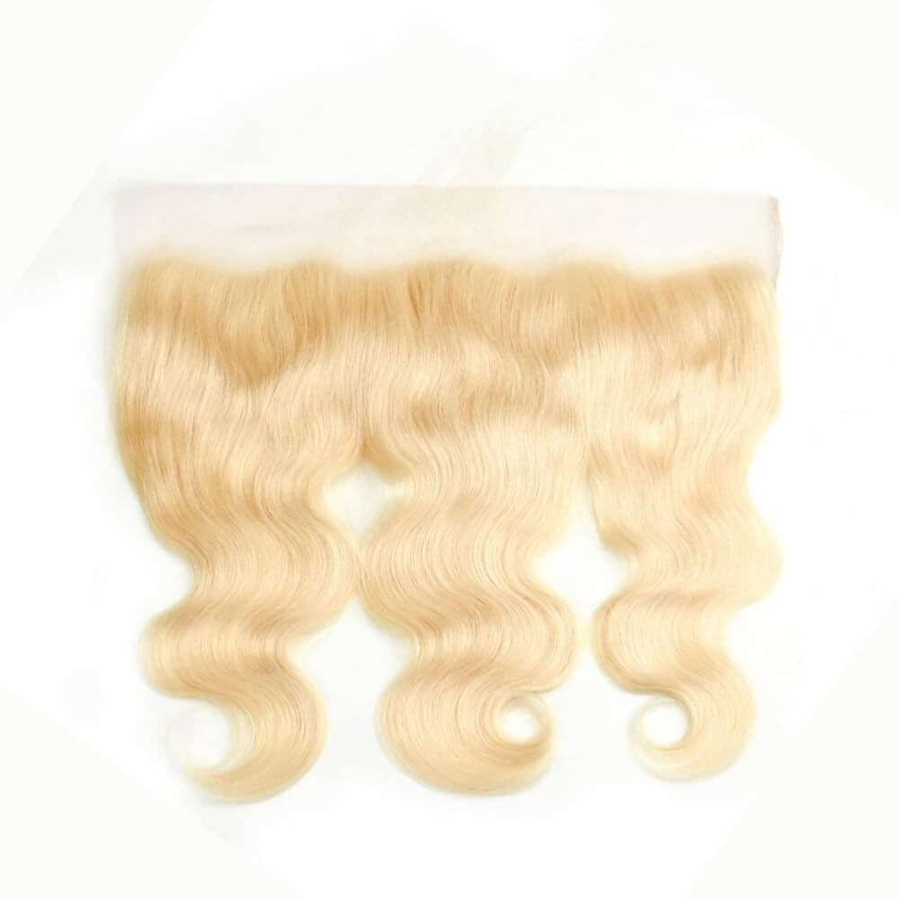 Kafeier 613 Blonde Frontal Human Hair 13X4 Hd Lace Frontal Closure 10 Inch 150% Density Body Wave Closure Ear To Ear Blonde Frontal Free Part Natural Hairline