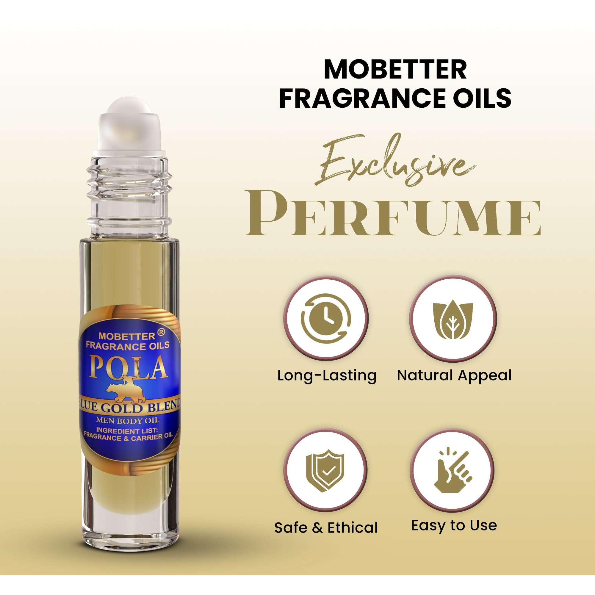 Mobetter Fragrance Oils Pola Blue Gold Blend Cologne Fragrance Body Oil For Men