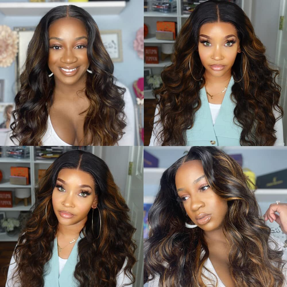 26 28 30 Inch Vinmdonm P1B30 Highlight Bundles Human Hair Ombre Brown Body Wave 3 Bundles Two Tone Black Mixed With Brown Bundle