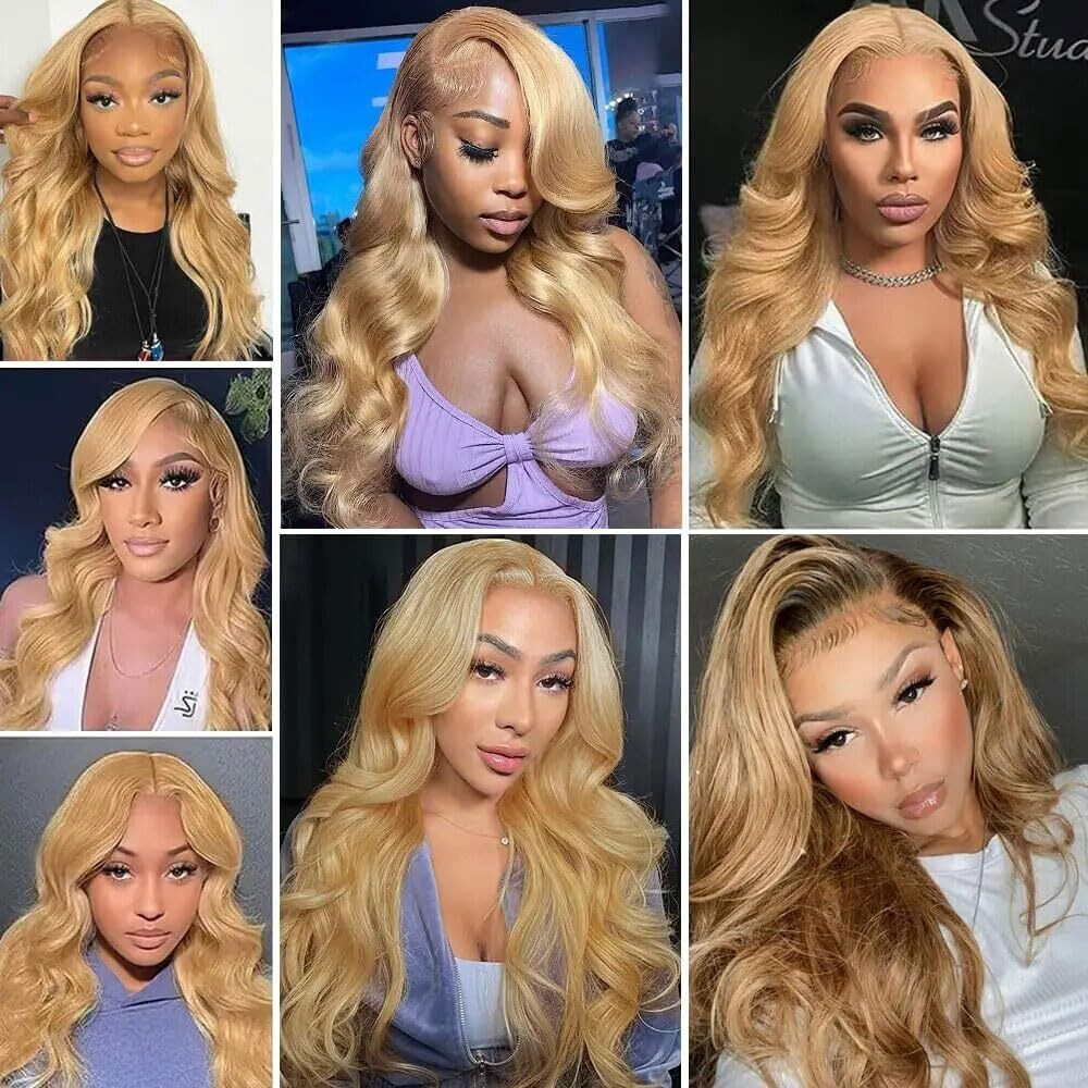 Honey Blonde Bundles Color 27 Body Wave Human Hair Bundles 26 28 30 Inch Peruvian  27 Blonde Body Wave Bundles Hair Weave Double Weft Machine For Women