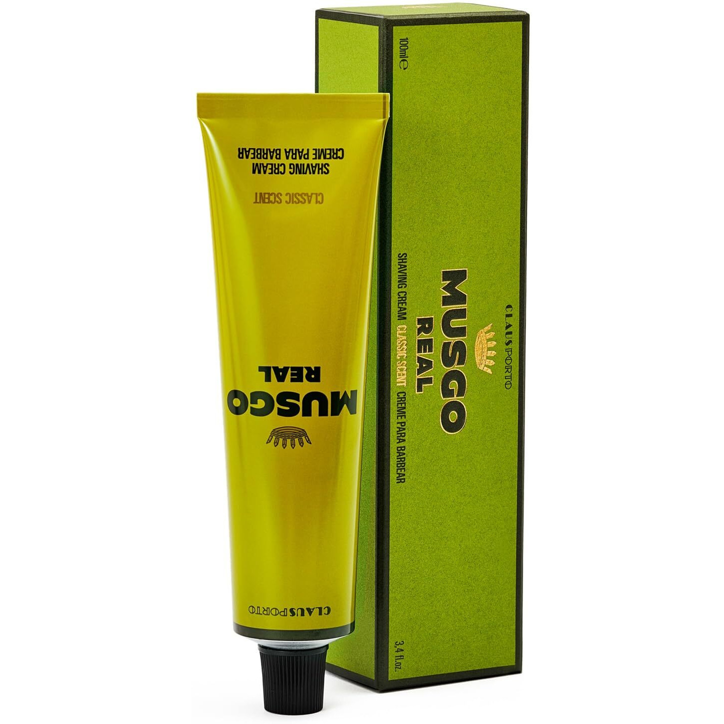 Claus Porto - Musgo Real Shaving Cream Classic Scent | Freshen, Soothe, Replenish Skin | Enriched With Lanolin, Coconut + Jojoba Oil (100 Ml | 3.4 Fl Oz)