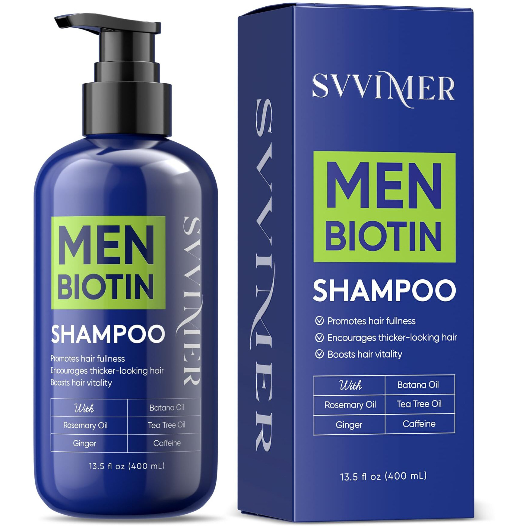 Svvimer Hair Growth Shampoo For Men - Biotin Thickening Shampoo With Rosemary Tea Tree Oil Caffeine For Hair Loss And Thinning - 13.5 Fl Oz (Pack Of 1)