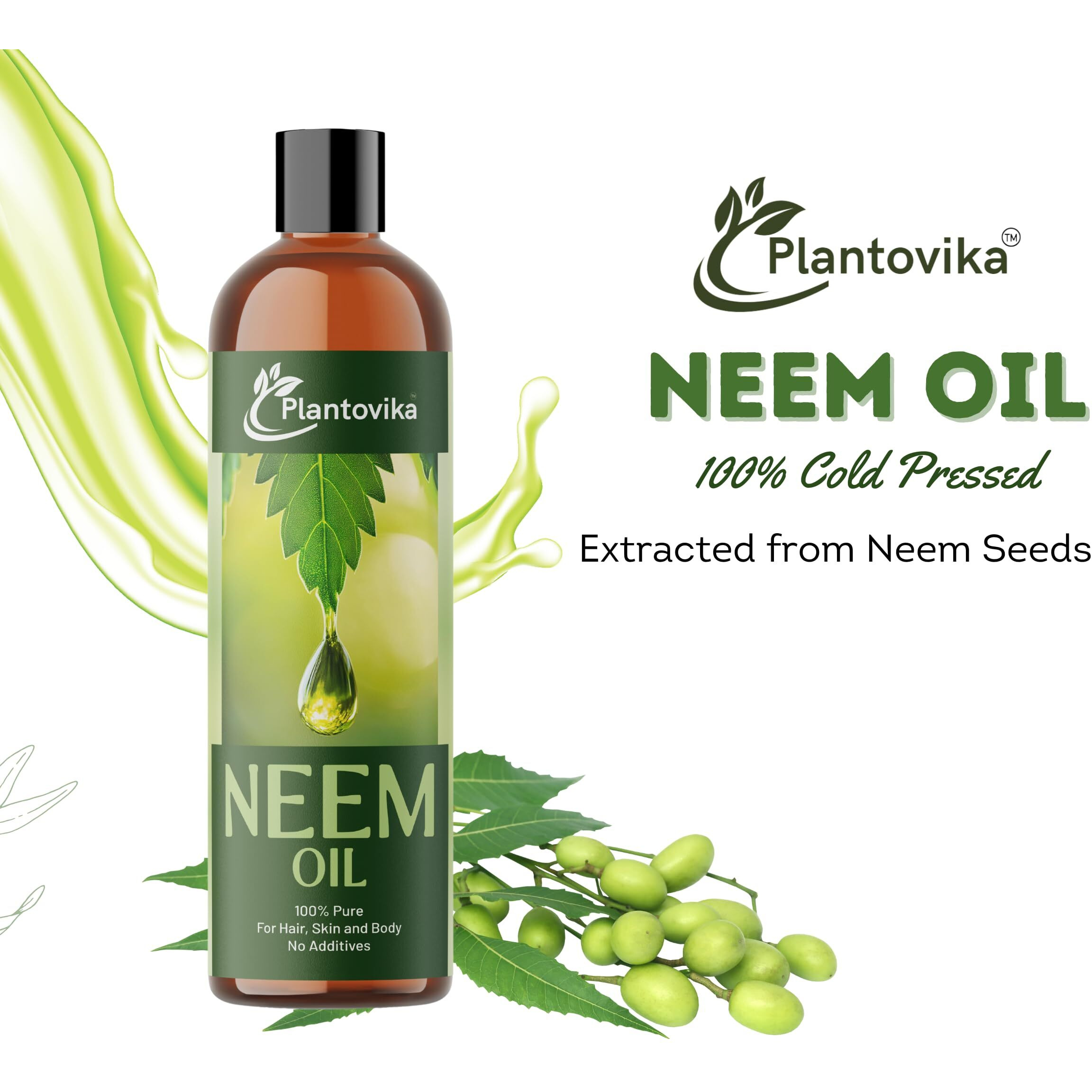 Plantovika Pure Neem Oil (32 Oz) - 100% Cold Pressed, All Natural Concentrate, Unrefined, Multipurpose, Seed Extract