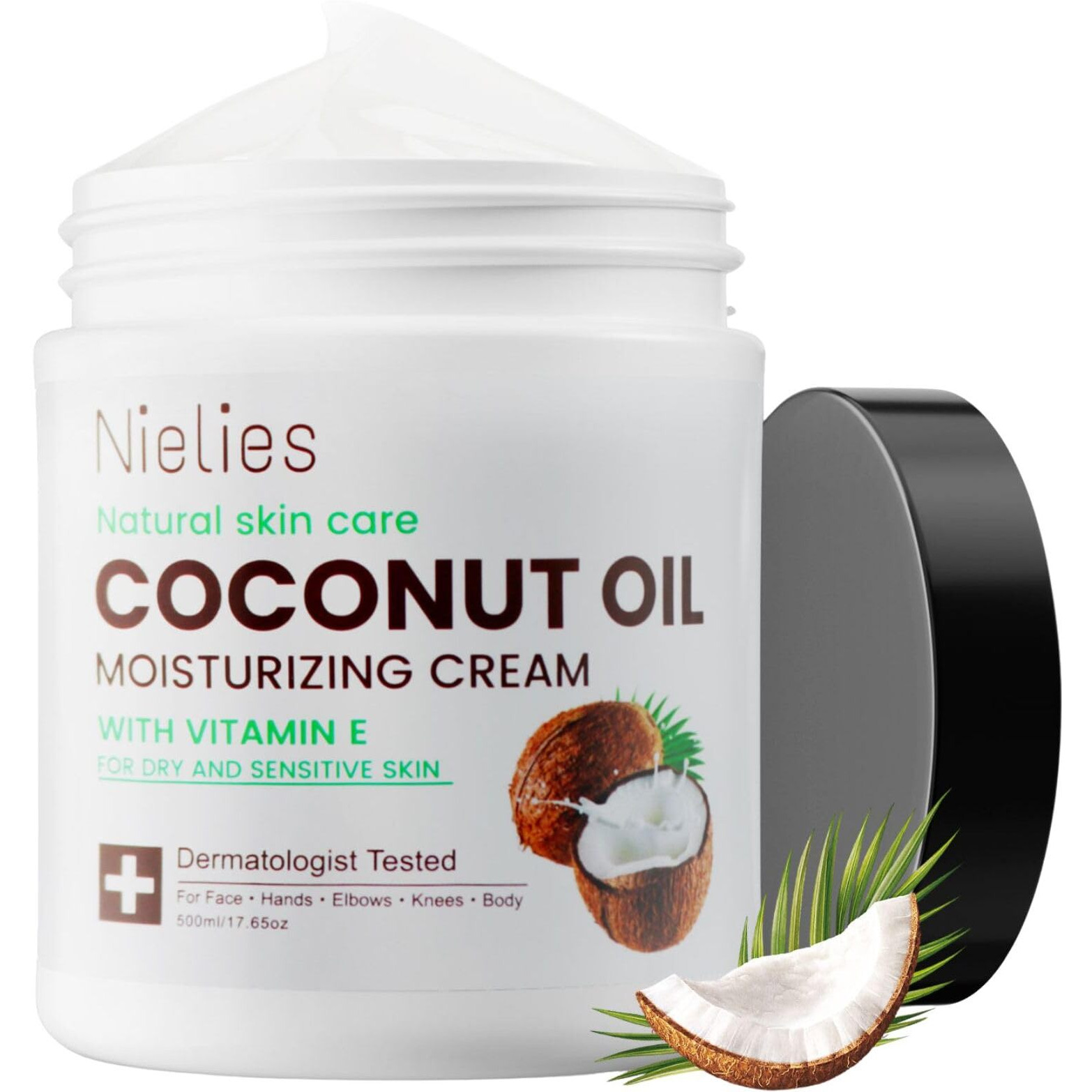 Nielies Spa Size 500Ml Coconut Oil Moisturizing Cream & Vitamin E., Coconut Oil For Skin, Face, Hands, Hair. Intense Hydration For Dry Skin