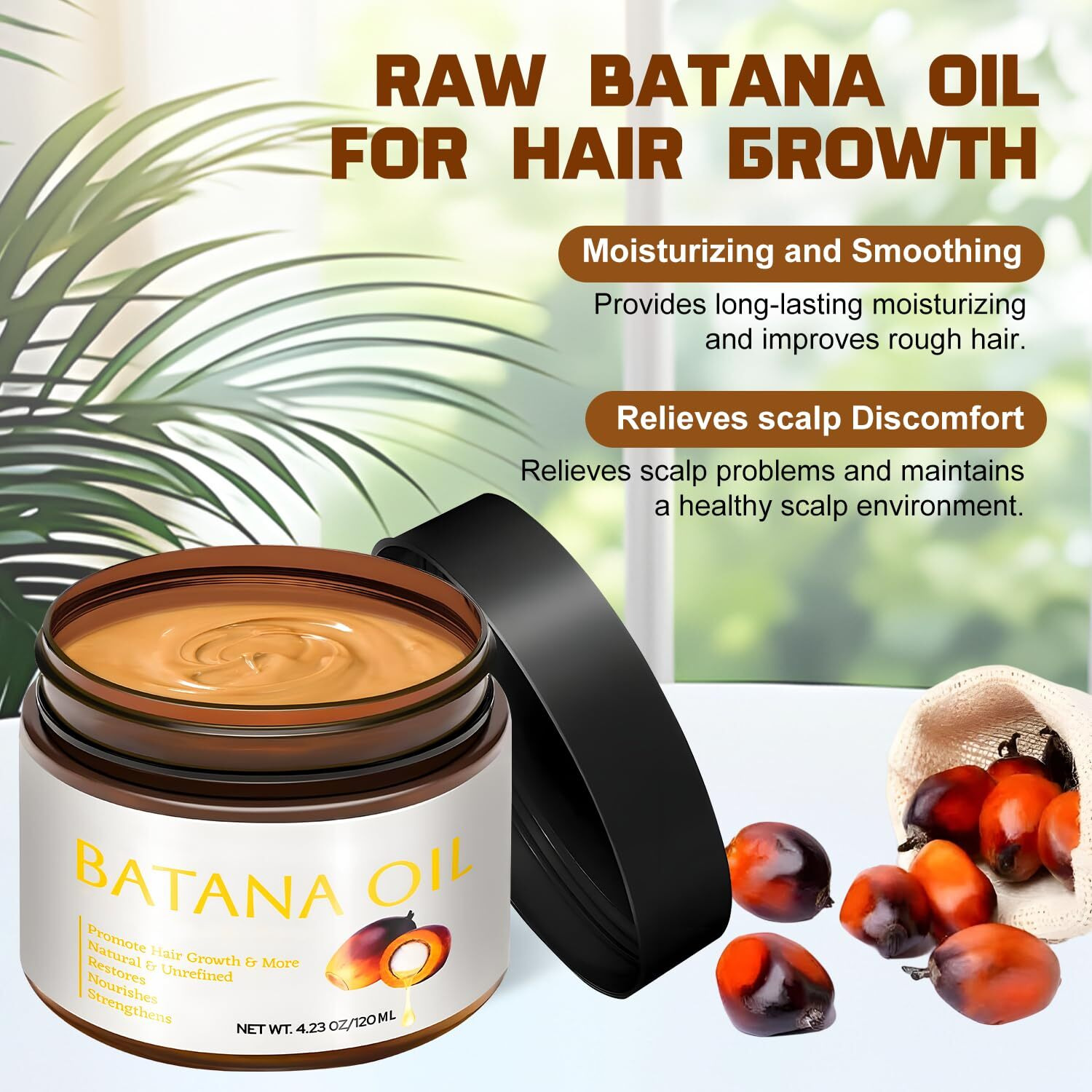 Yaqimiya 100% Natural Raw Batana Oil For Hair Growth, Dr Sebi Hair Growth Oil From Honduras, Unrefined Organic For Prevent Hair Loss, Enhances Thickness, Repairs Split Ends 4.23 Fl Oz (Pack Of 2)