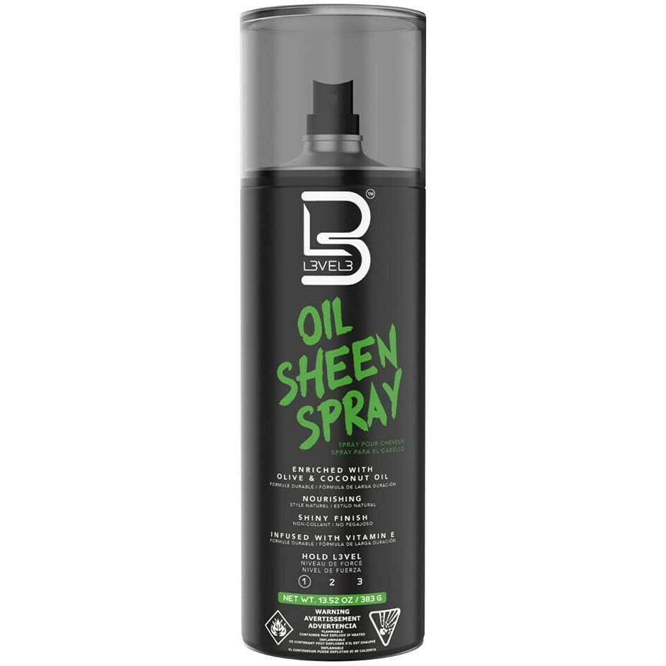L3 Level 3 Oil Sheen Spray - Adds Shine To Hair After Styling - Infused With Vitamin E, Olive And Coconut Oil And Herbal Extracts