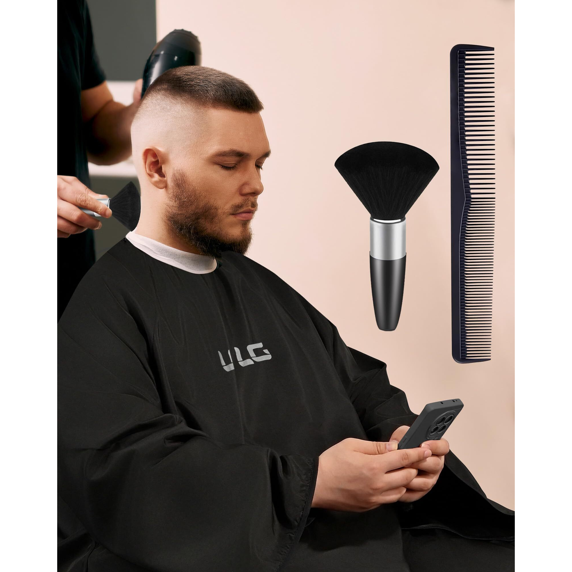 Ulg Professional Hair Cutting Cape With Sleeves And Neck Duster Brush Waterproof Extra Large Size Salon Barber Cape Haircut Cape For Men Women And Kids, 57     72    Full Body Coverage, Black