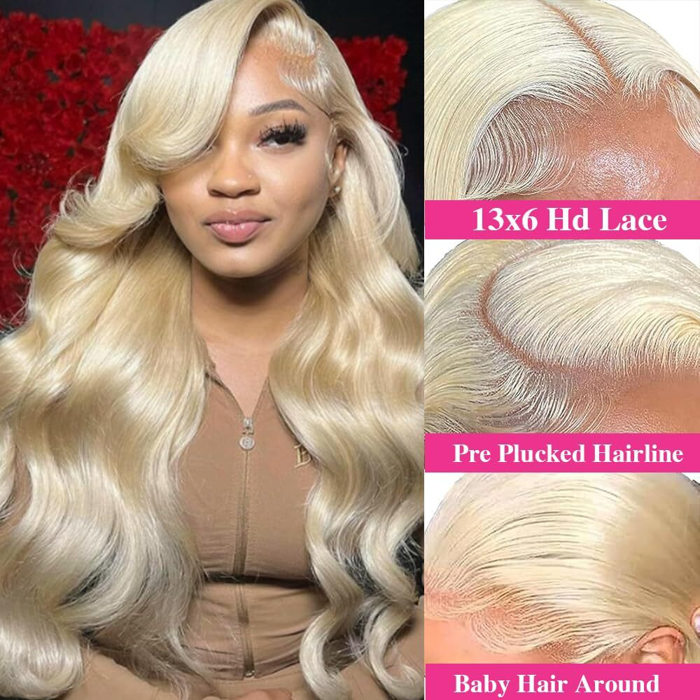 250 Density Body Wave 13X6 Hd Lace Front Wigs Human Hair Pre Plucked 613 Lace Front Wig Blonde Full Lace Human Hair Wigs For Black Women Max Parting With Baby Hair