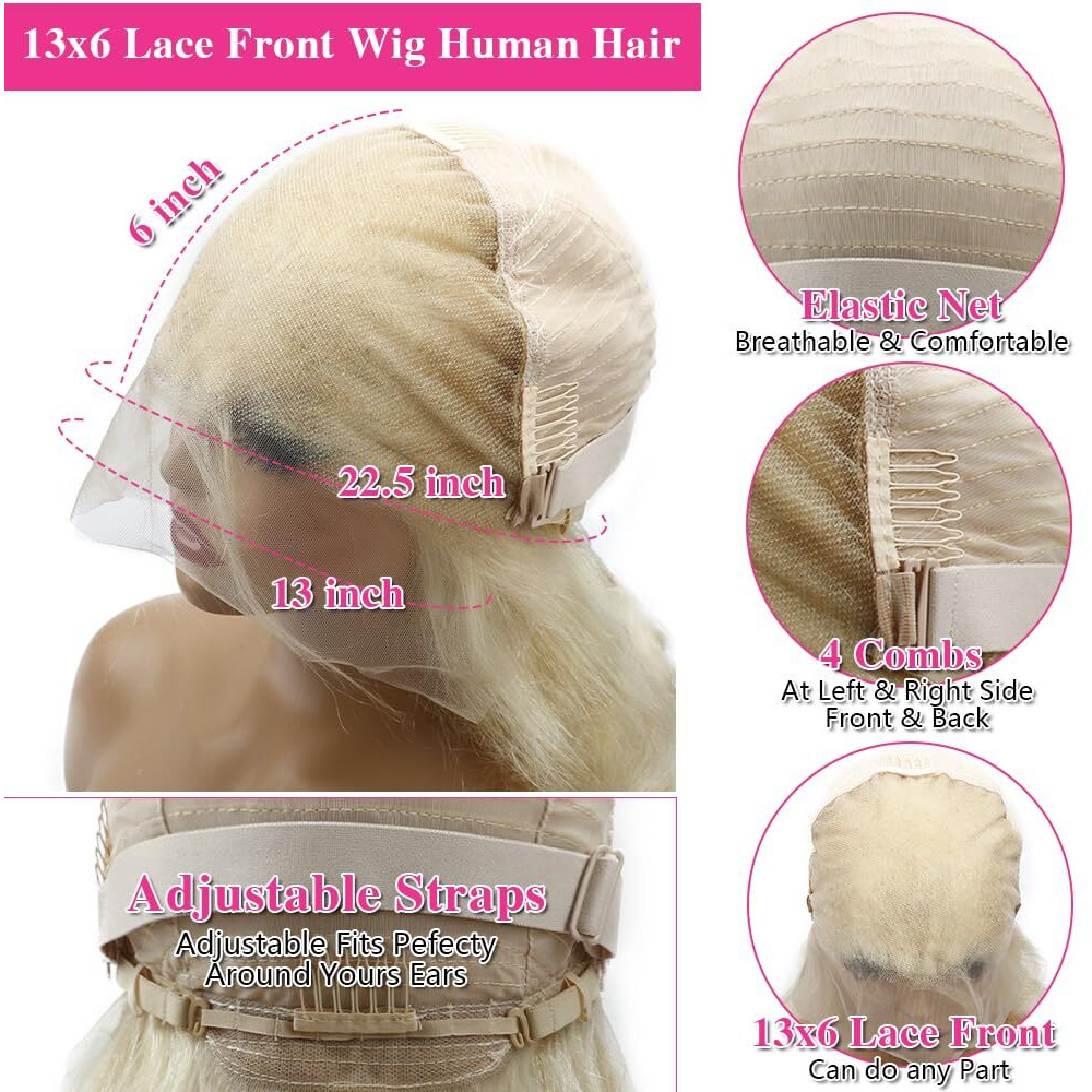 250 Density Body Wave 13X6 Hd Lace Front Wigs Human Hair Pre Plucked 613 Lace Front Wig Blonde Full Lace Human Hair Wigs For Black Women Max Parting With Baby Hair