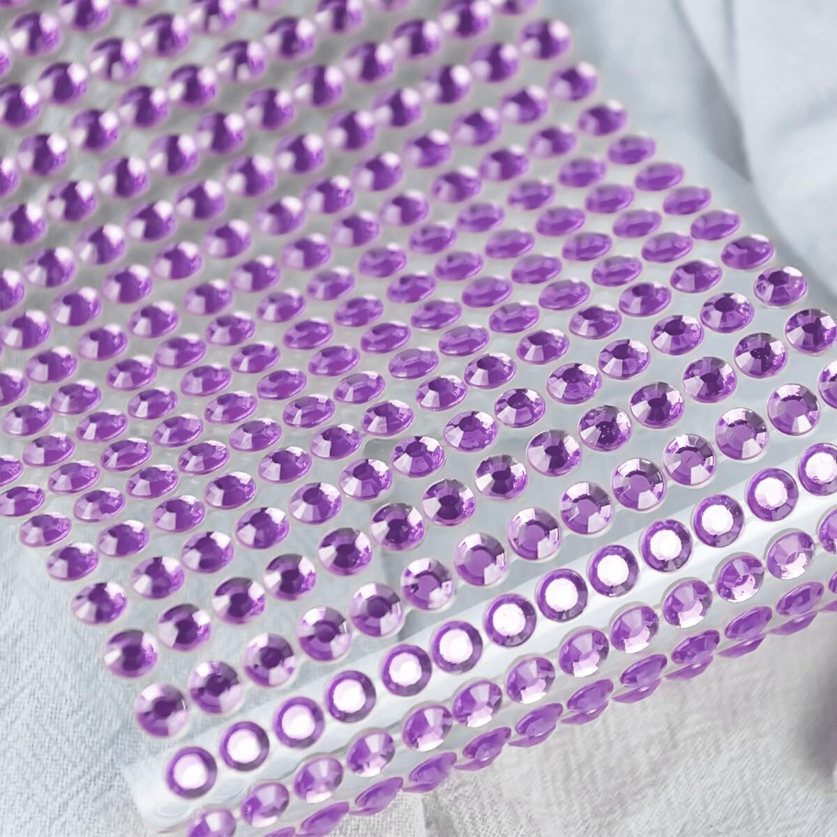 1799 Pcs 4 Sheets Rhinestone Stickers 3/4/5/6 Mm Self Adhesive Rhinestones Gems For Face Eyes Makeup Hair Body (Light Purple-3/4/5/6Mm)
