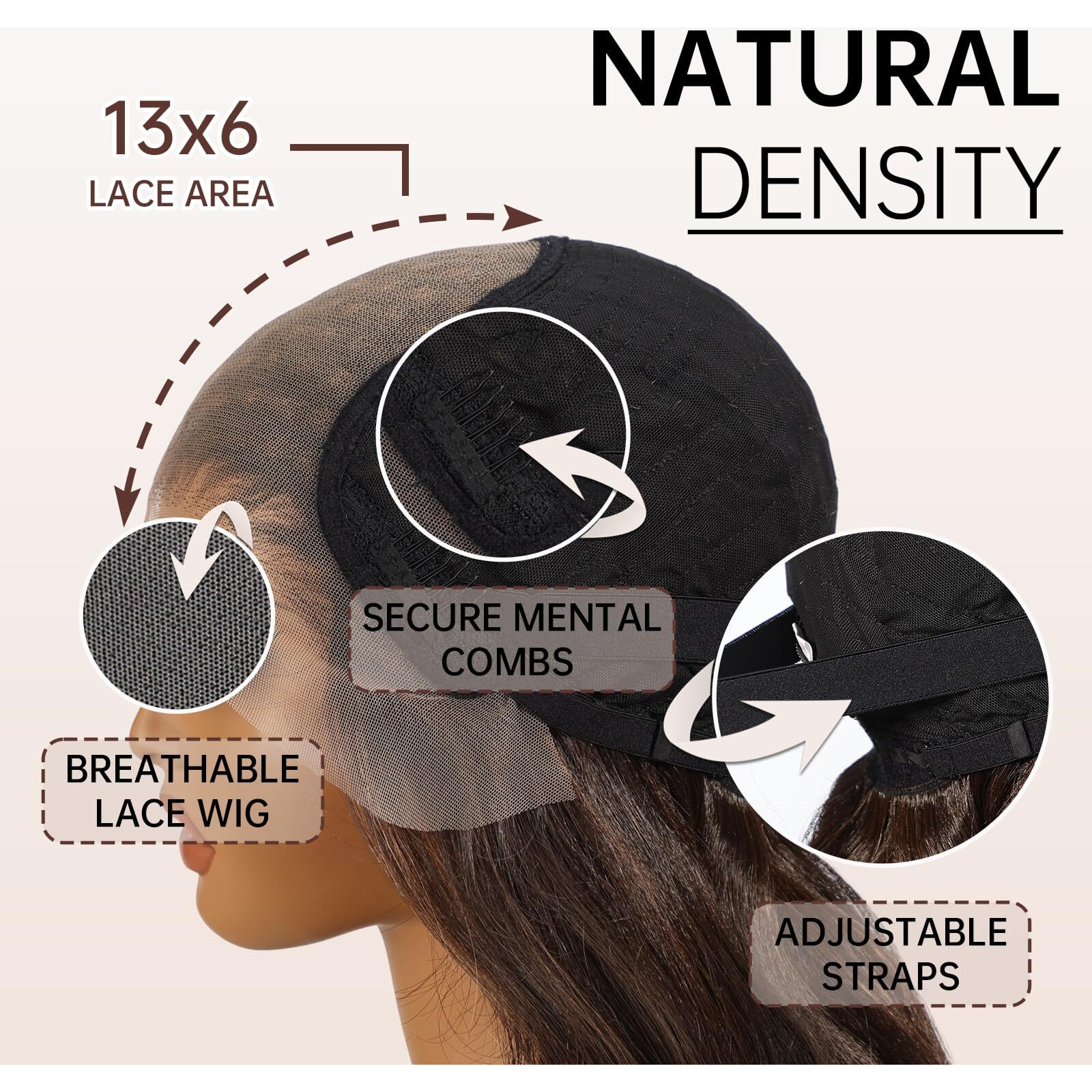 Allbell 13X6 Natural Black Lace Front Wig For Black Women,Glueless Synthetic Hd Lace Wigs,22Inch Body Wave Hair Replacement
