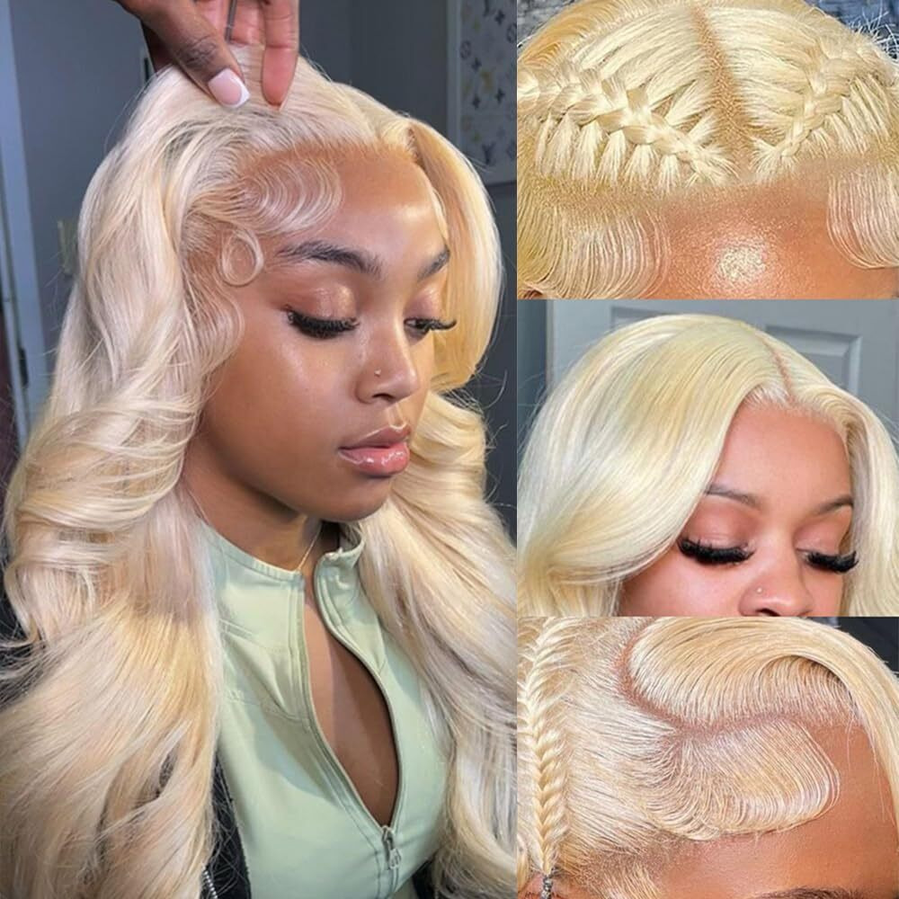 Belaved 613 Lace Front Blonde Wigs Human Hair 13X6 Hd Transparent Curly Real Human Hair 180% Density Body Wave Pre Plucked Glueless Lace Frontal Wig For Women Natural Hairline 24 Inch