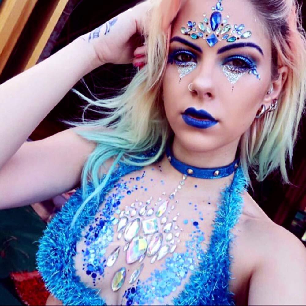 Breast Jewel Sticker Chest Gem Glitter Rhinestone Temporary Tattoo Decoration Jewels Body Art Decor Paste For Crystal Festival(1 Pcs)