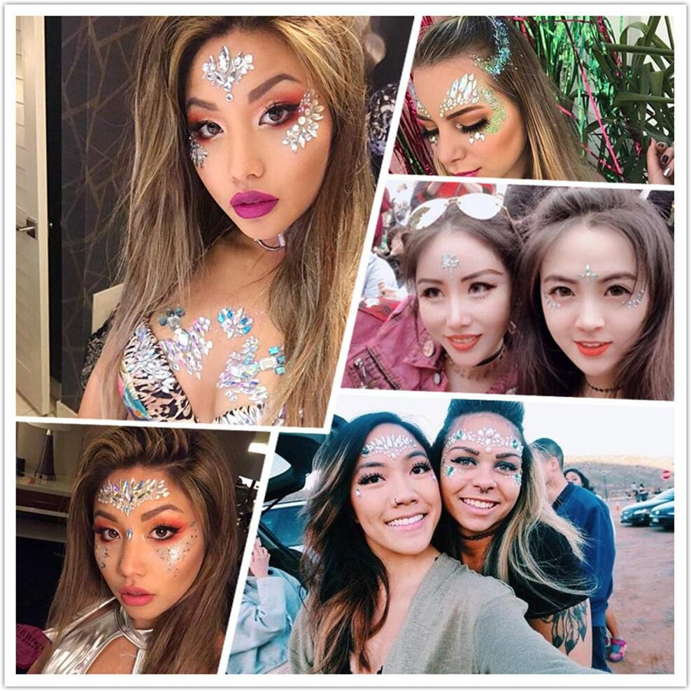 Breast Jewel Sticker Chest Gem Glitter Rhinestone Temporary Tattoo Decoration Jewels Body Art Decor Paste For Crystal Festival(1 Pcs)