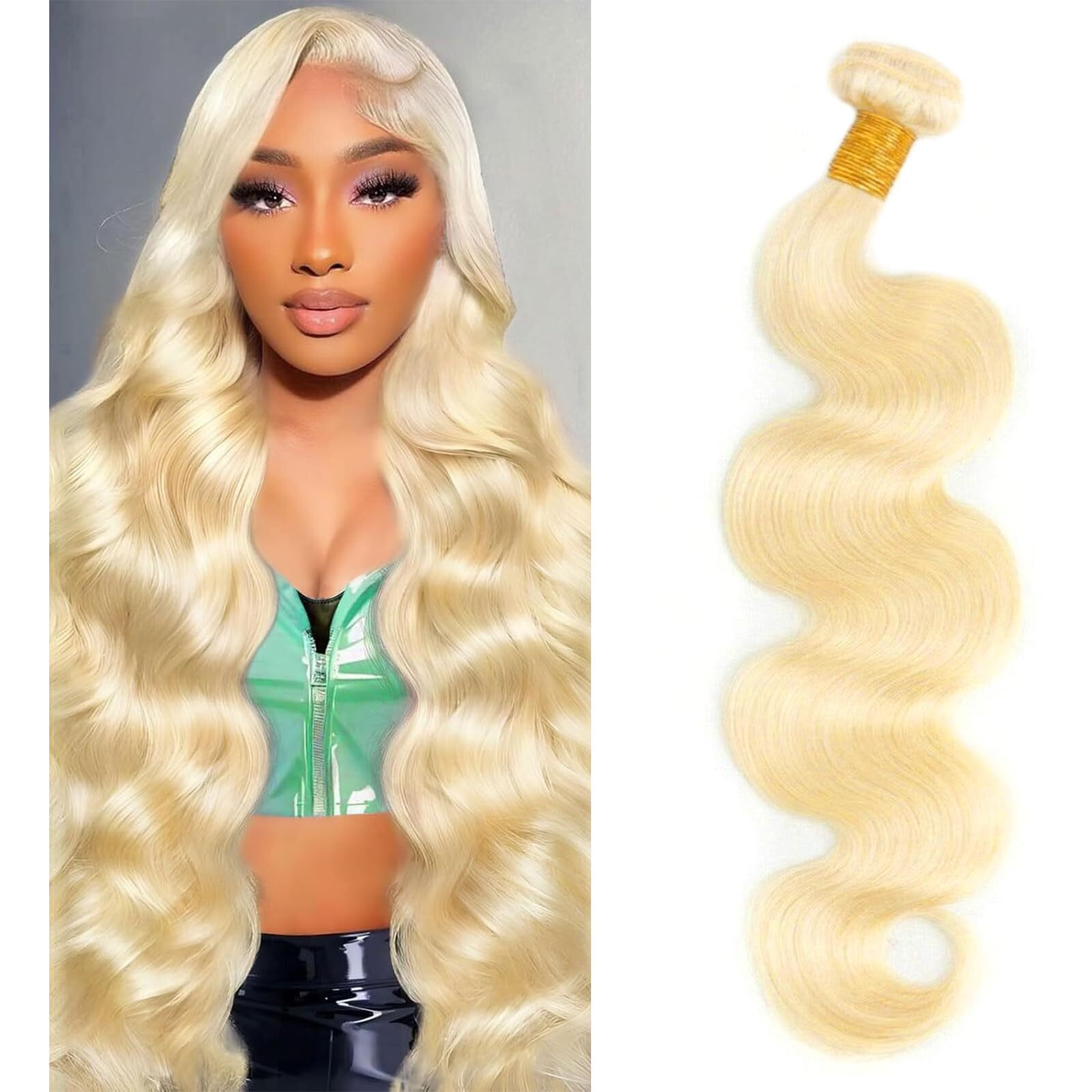 613 Bundles Human Hair 20 Inch Blonde Bundles Human Hair 100% Unprocessed 12A Grade Brazilian Virgin Raw Weave Bundles Human Hair 1 Bundles Blonde Body Wave Human Hair Extensions For Women