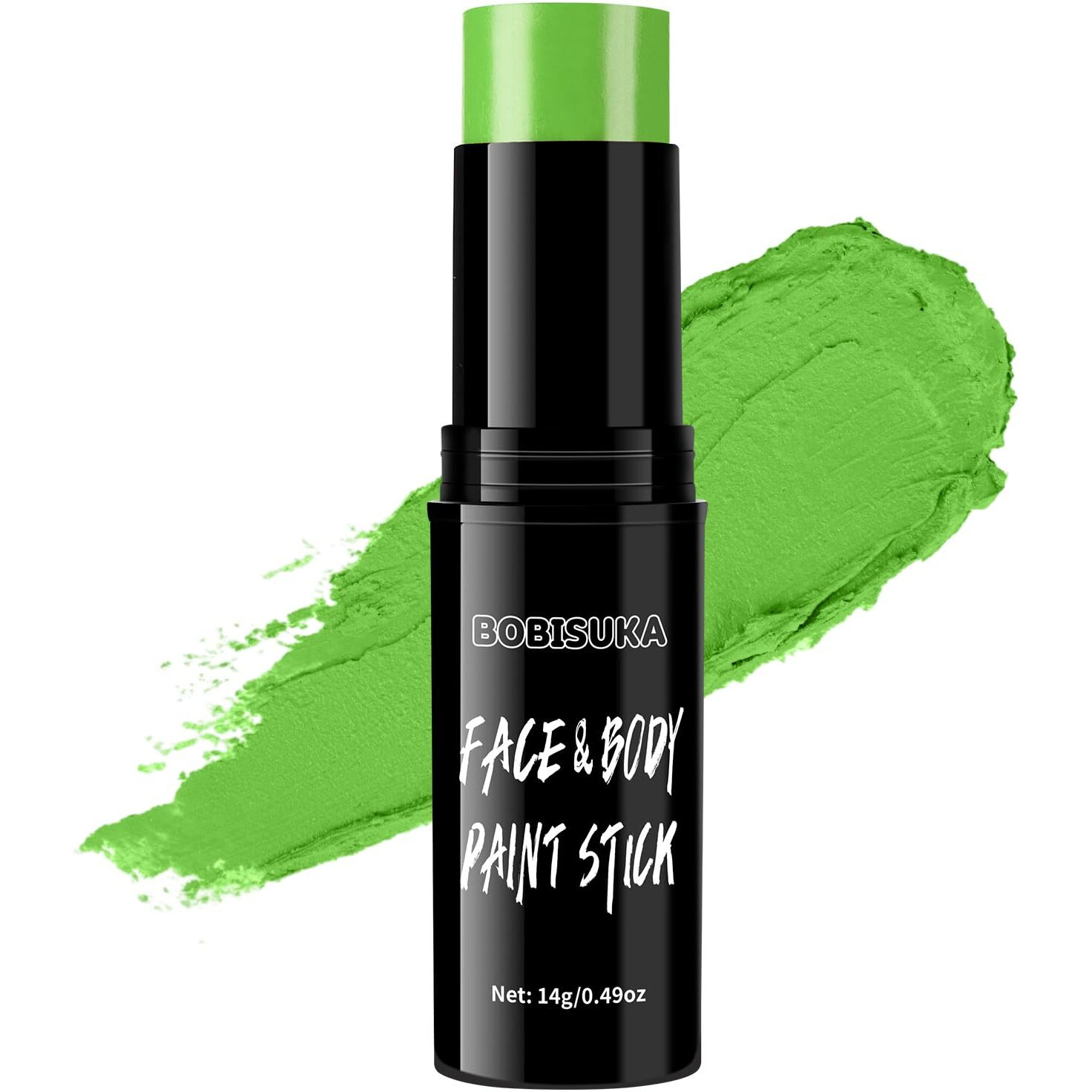 Bobisuka Light Green Face Body Paint Stick Washable Water-Based Face Paint Makeup Stick For Halloween Witch, Zombie, Hulk, Goblin, Camo, Hunting, Cosplay, Sfx, Sports Eye Black & Costume Party