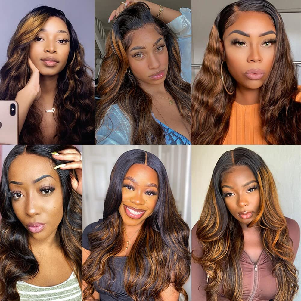 Chocolate Brown Human Hair Bundles With Highlights Human Hair 24 26 28 Inch P4/30 Brown Body Wave Bundles Double Weft Brazilian Virgin Remy Hair Extensions Soft And Healthy