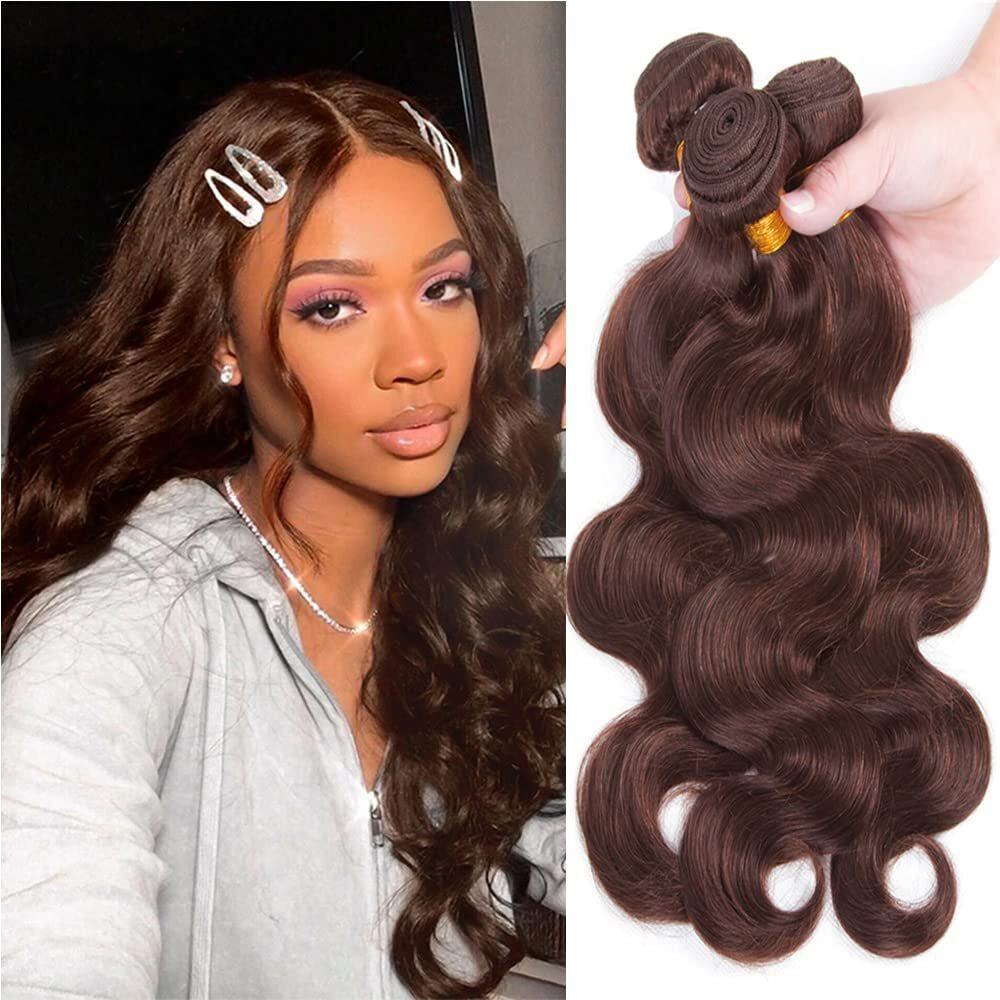 22 24 26 Inch Dark Brown Human Hair Body Wave Bundles Color 4 Bundles Chocolate Brown Body Wave Human Hair Bundles Double Weft Wet And Wavy Bundles Brown Bundles Remy Hair Extensions
