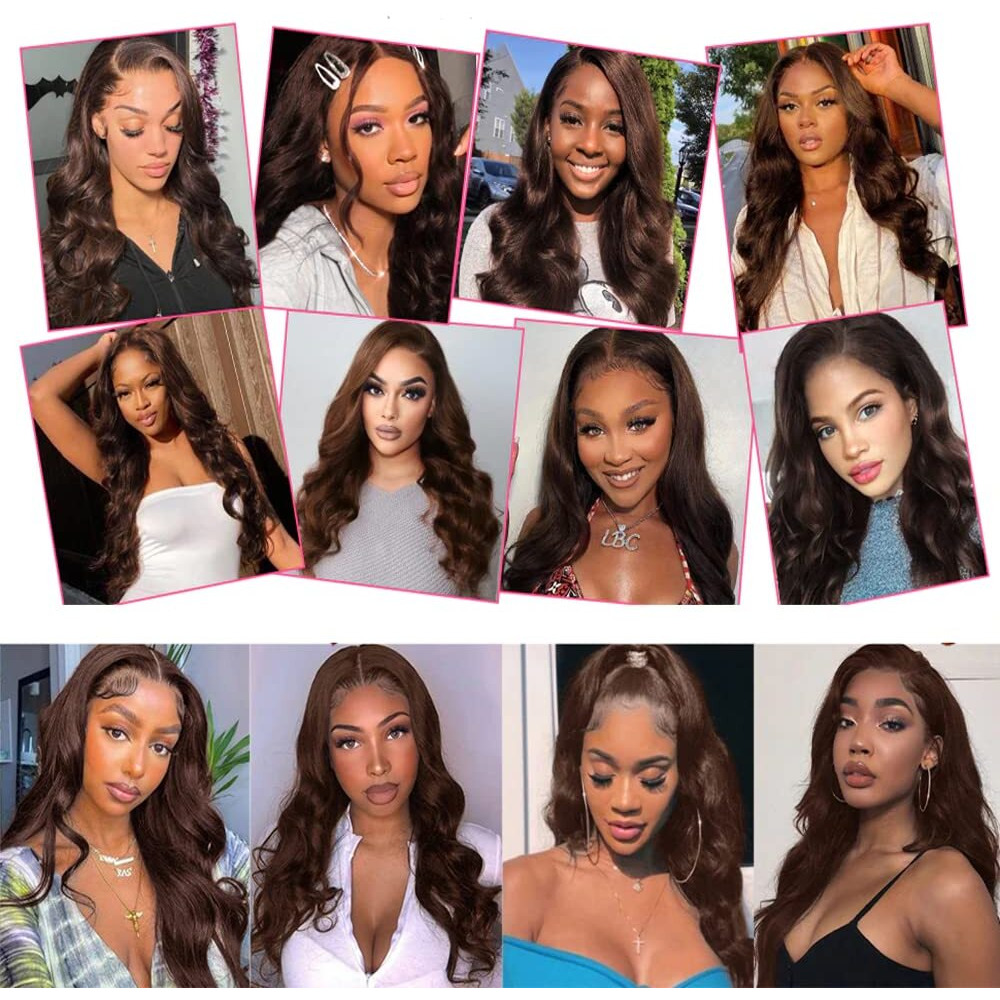 22 24 26 Inch Dark Brown Human Hair Body Wave Bundles Color 4 Bundles Chocolate Brown Body Wave Human Hair Bundles Double Weft Wet And Wavy Bundles Brown Bundles Remy Hair Extensions