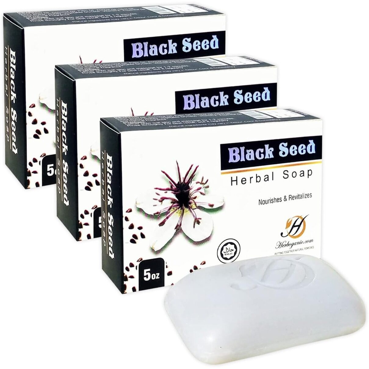 Herboganic Black Seed Herbal Soap | Pack Of 3 Of 5Oz Soap Bar | Natural Bar Soap For Face And Body | Hydrating And Nourishing | Suitable For Men And Women