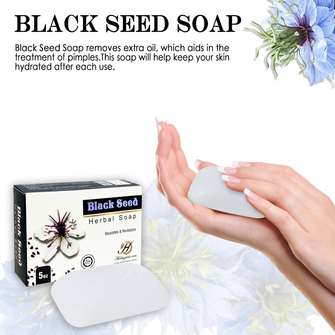 Herboganic Black Seed Herbal Soap | Pack Of 3 Of 5Oz Soap Bar | Natural Bar Soap For Face And Body | Hydrating And Nourishing | Suitable For Men And Women