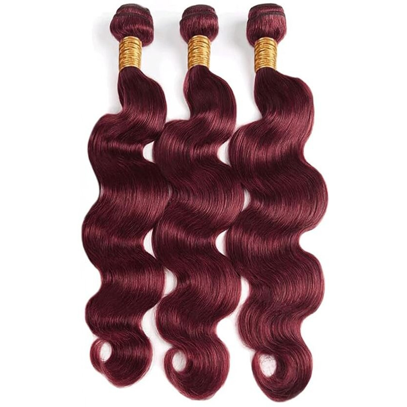 Burgundy Human Hair Bundles 99J Body Wave Bundle Brazilian Virgin Remy Hair Extensions Double Weft 99J Human Hair Bundles Burgundy Body Wave Bundles 16 18 20 Inch