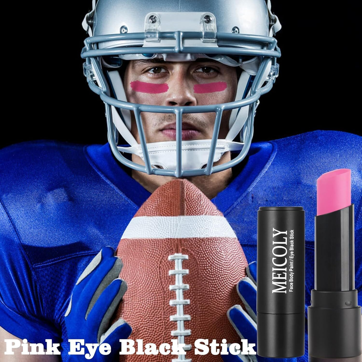Meicoly 3Pcs Hot Pink Eye Black Stick,Sweat Proof Eye Black Baseball Softball Football Lacrosse,Waterproof Eyeblack,Pink Face Body Paint Stick For Halloween Sfx Cosplay Makeup,Matte Lipstick For Women