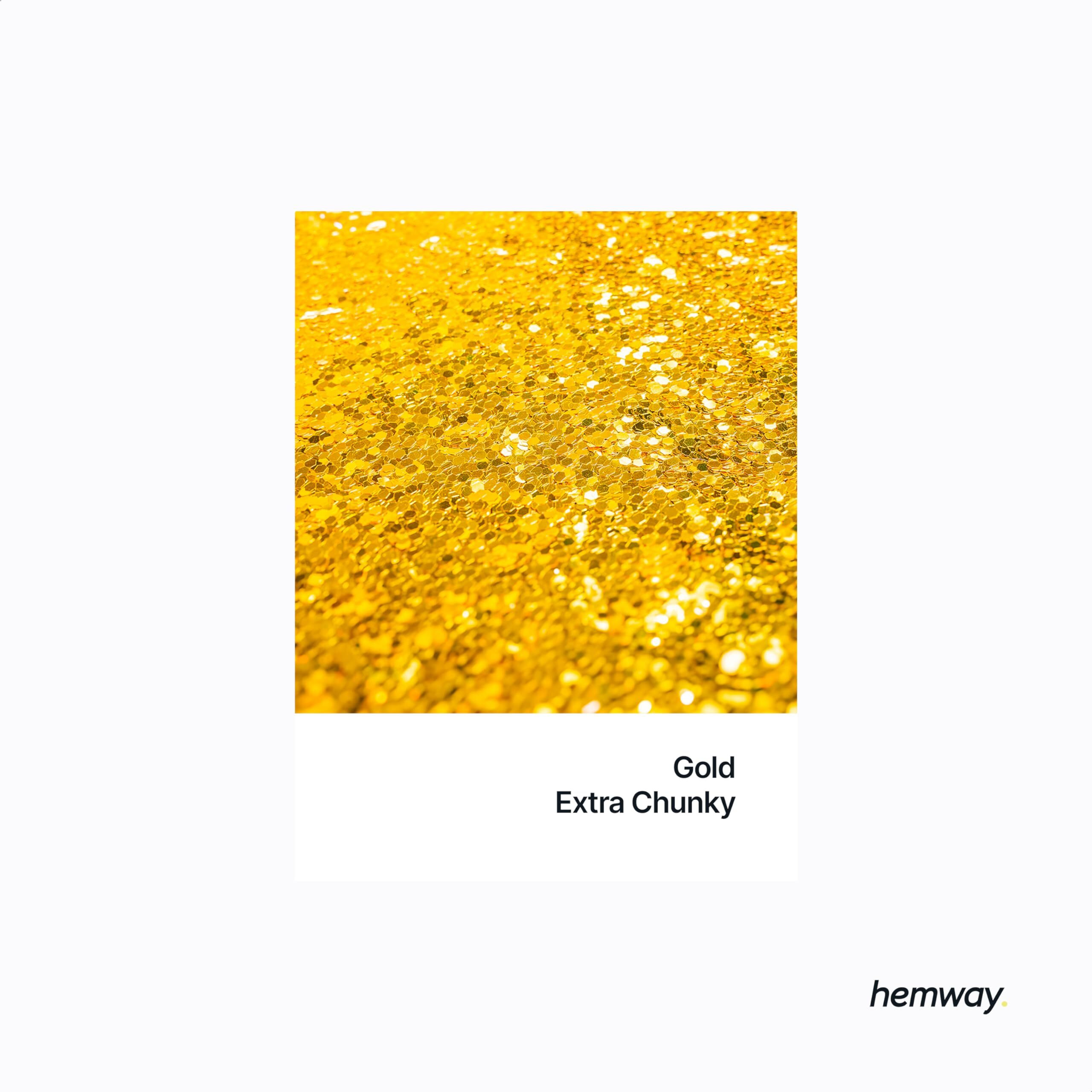 Hemway Eco Friendly Biodegradable Glitter 100G / 3.5Oz Bio Cosmetic Safe Sparkle Vegan For Face, Eyeshadow, Body, Hair, Nail And Festival Makeup, Craft - Extra Chunky (1/24"" 0.040"" 1Mm) - Gold