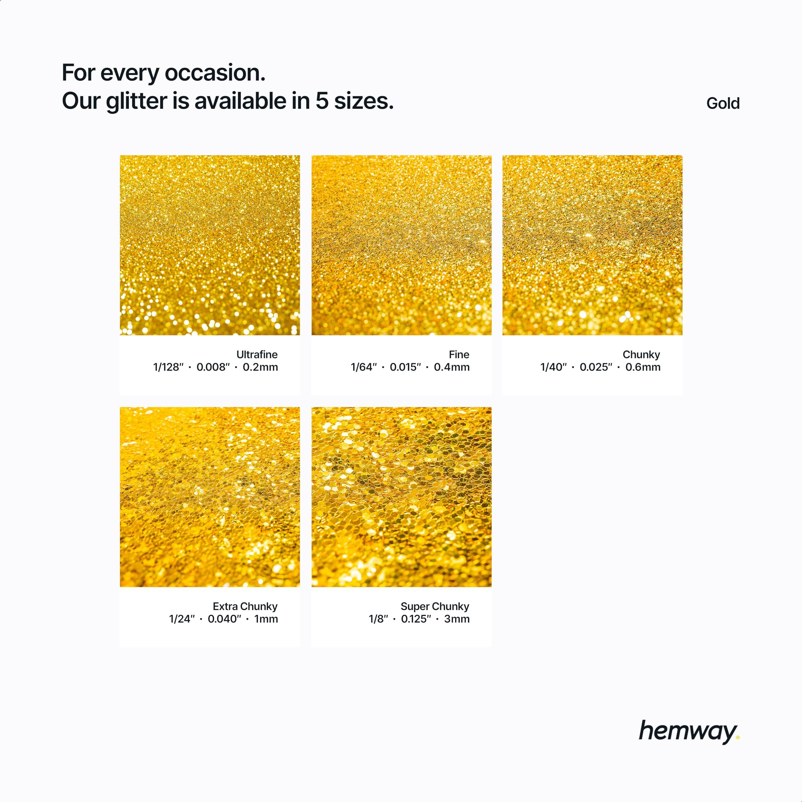 Hemway Eco Friendly Biodegradable Glitter 100G / 3.5Oz Bio Cosmetic Safe Sparkle Vegan For Face, Eyeshadow, Body, Hair, Nail And Festival Makeup, Craft - Extra Chunky (1/24"" 0.040"" 1Mm) - Gold