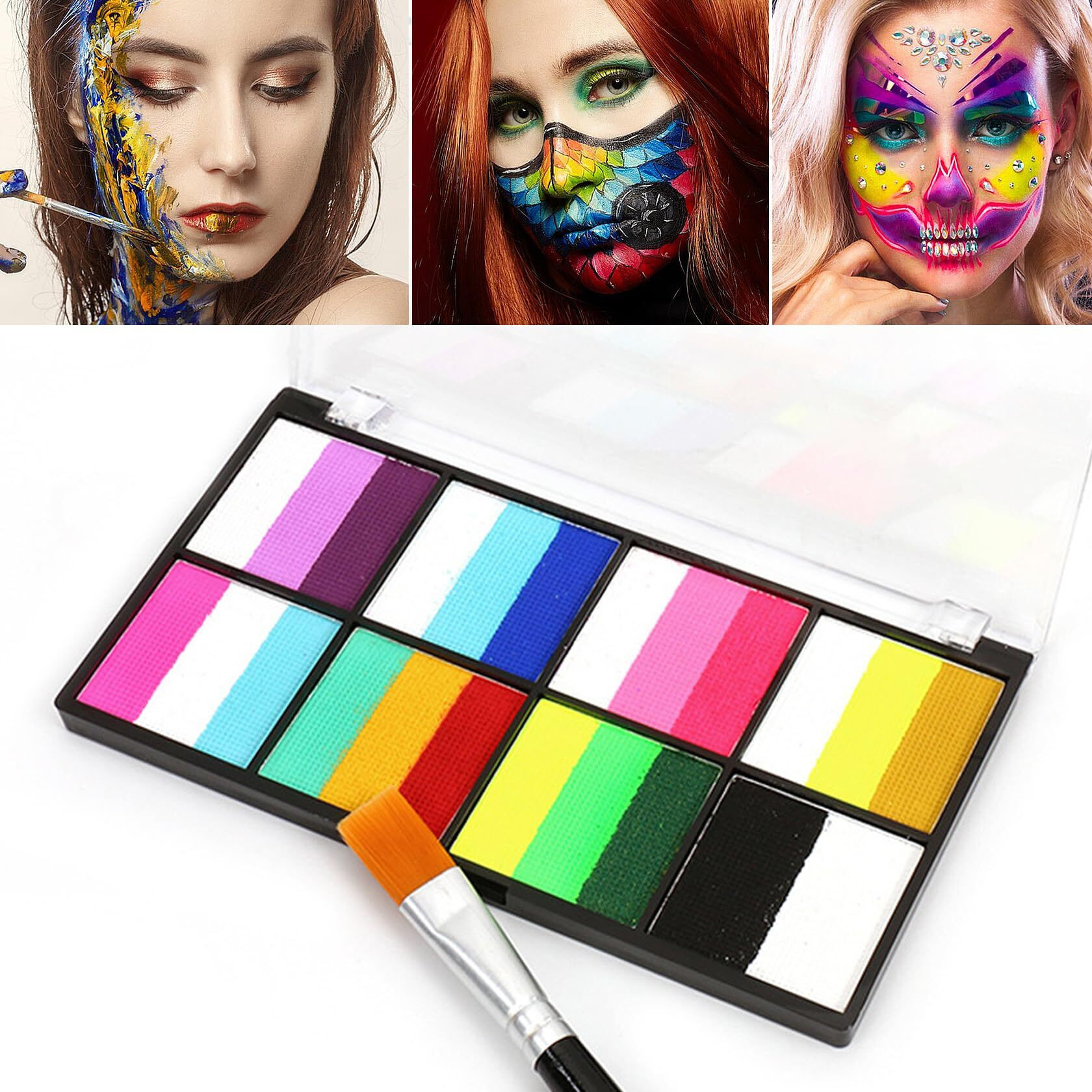 23 Colors Bruise Wheel For Special Effects,Halloween Face Body Paint Sfx Makeup,Light Green Witch Zombie Gamora Face Body Paint Oil Based Cosplay Theatrical Halloween Makeup Kit