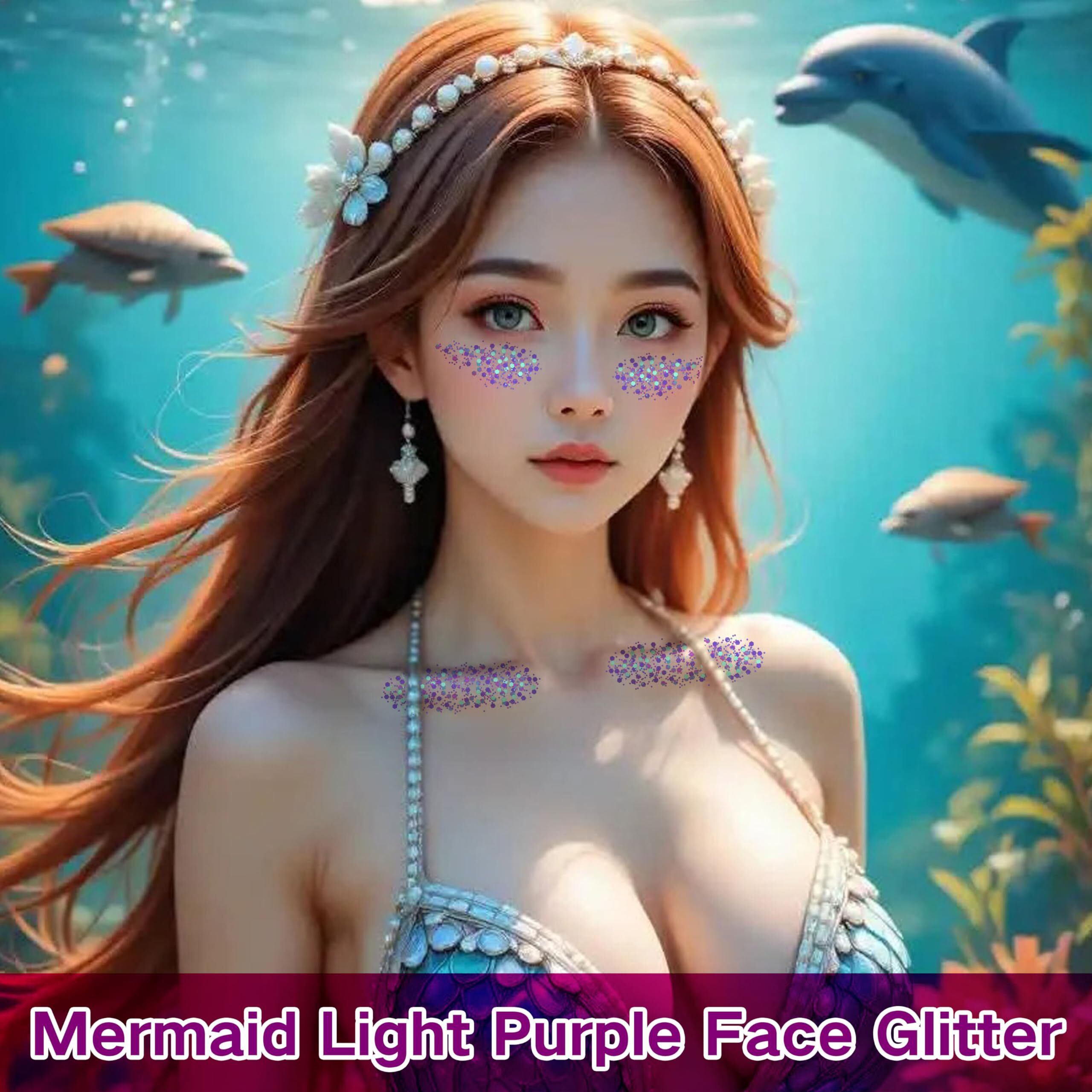 Paminify Purple Face Glitter Gel,4 Styles Butterfly Style Body Glitter Mermaid Costume For Kids,Mardi Gras Outfit For Women,Sparkling Hair Glitter Makeup Rave Festival Accessories,40G/1.41 Oz
