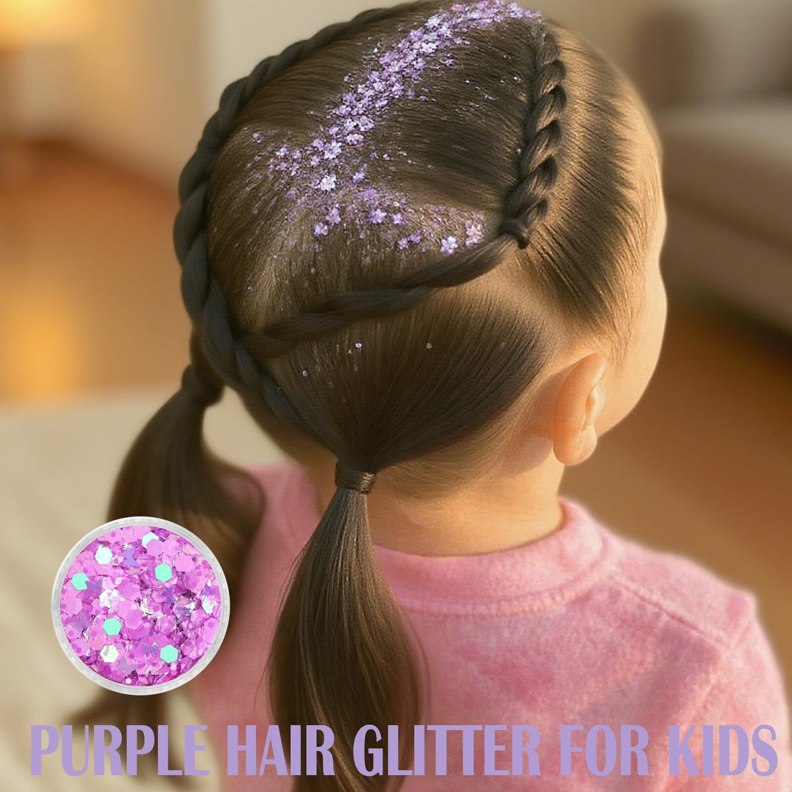 Paminify Purple Face Glitter Gel,4 Styles Butterfly Style Body Glitter Mermaid Costume For Kids,Mardi Gras Outfit For Women,Sparkling Hair Glitter Makeup Rave Festival Accessories,40G/1.41 Oz