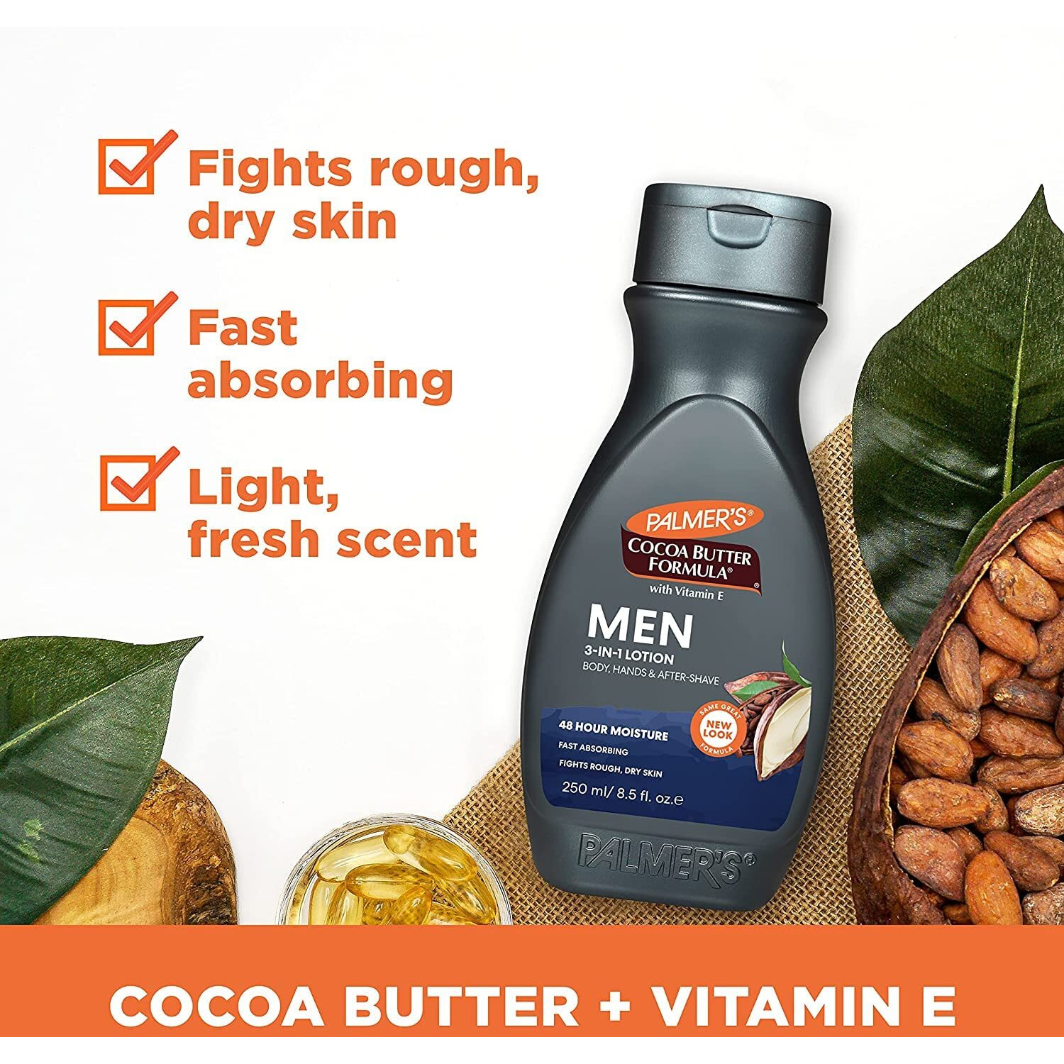 Palmer's Cocoa Butter Formula Men Body & Face Moisturizer 8.50 Oz (Pack Of 4)