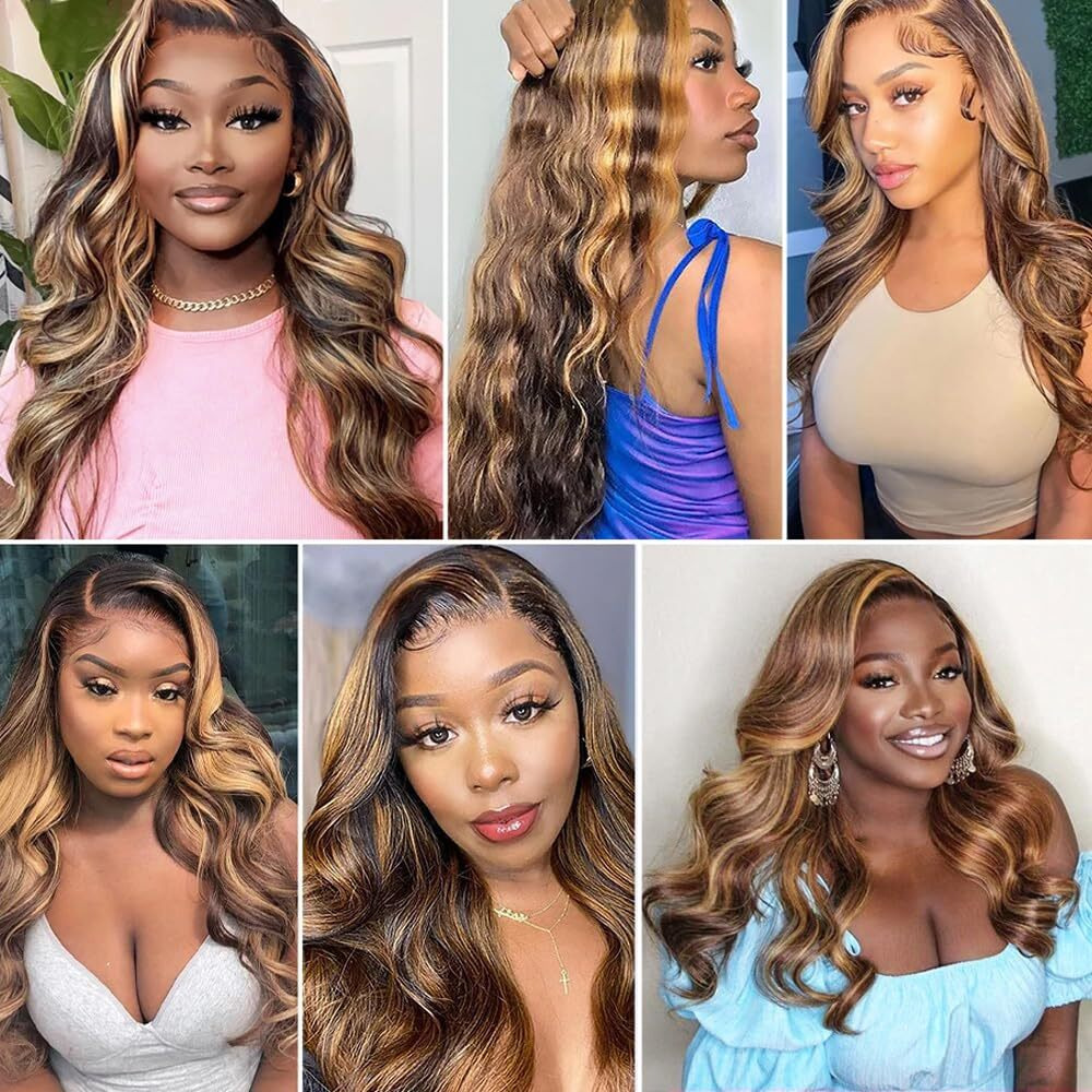 Highlight Bundles P4/27 Body Wave Bundle Honey Blonde Bundle Human Hair Brazilian Virgin Hair 3 Bundles 26 28 30 Inch Ombre Human Hair Extensions