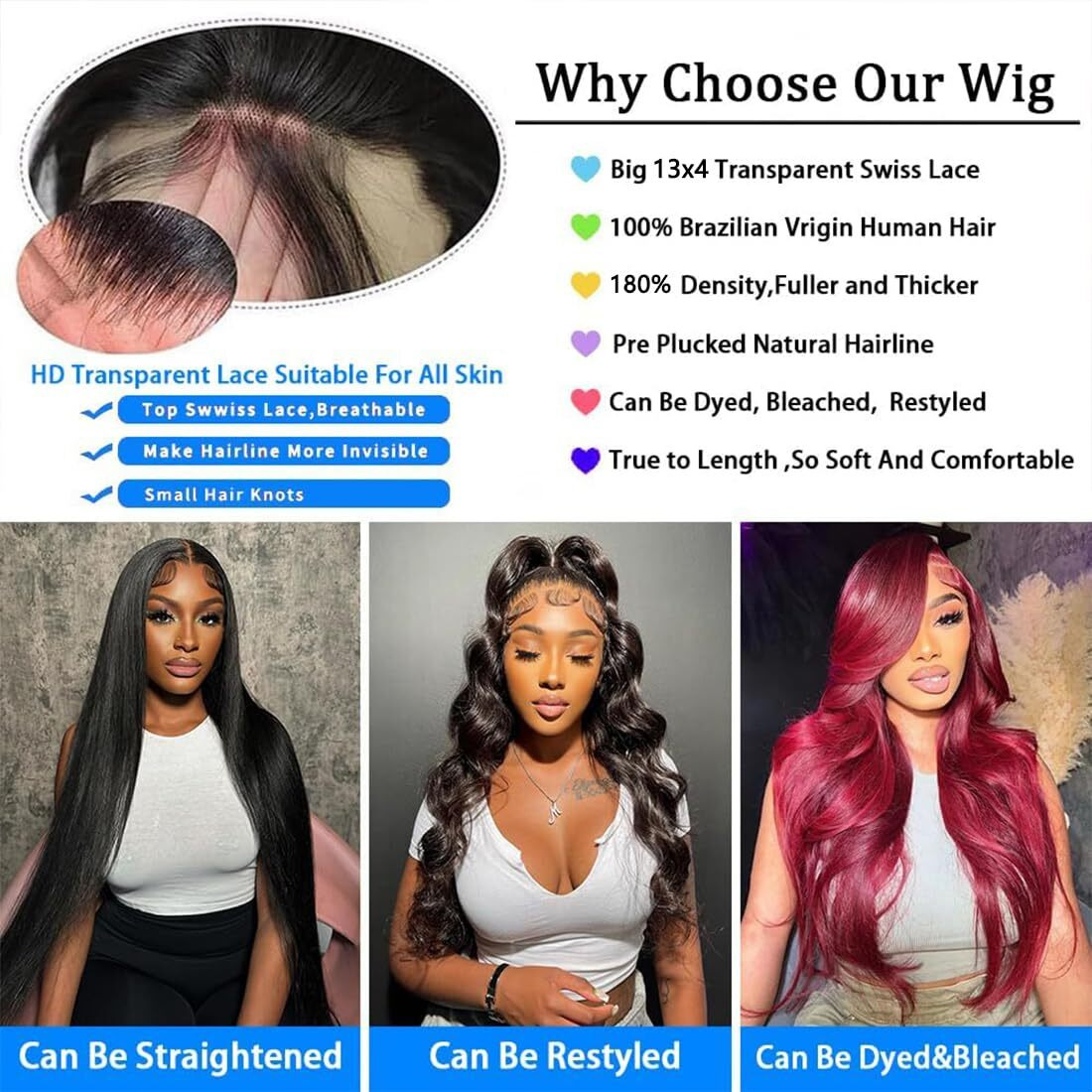 Bimkos 32 Inch 13X4 Body Wave Lace Front Wigs Human Hair 180% Density 13X4 Hd Transparent Lace Frontal Wigs For Women Glueless Wigs Human Hair Pre-Plucked Natural Hairline Body Wave Human Hair Wig