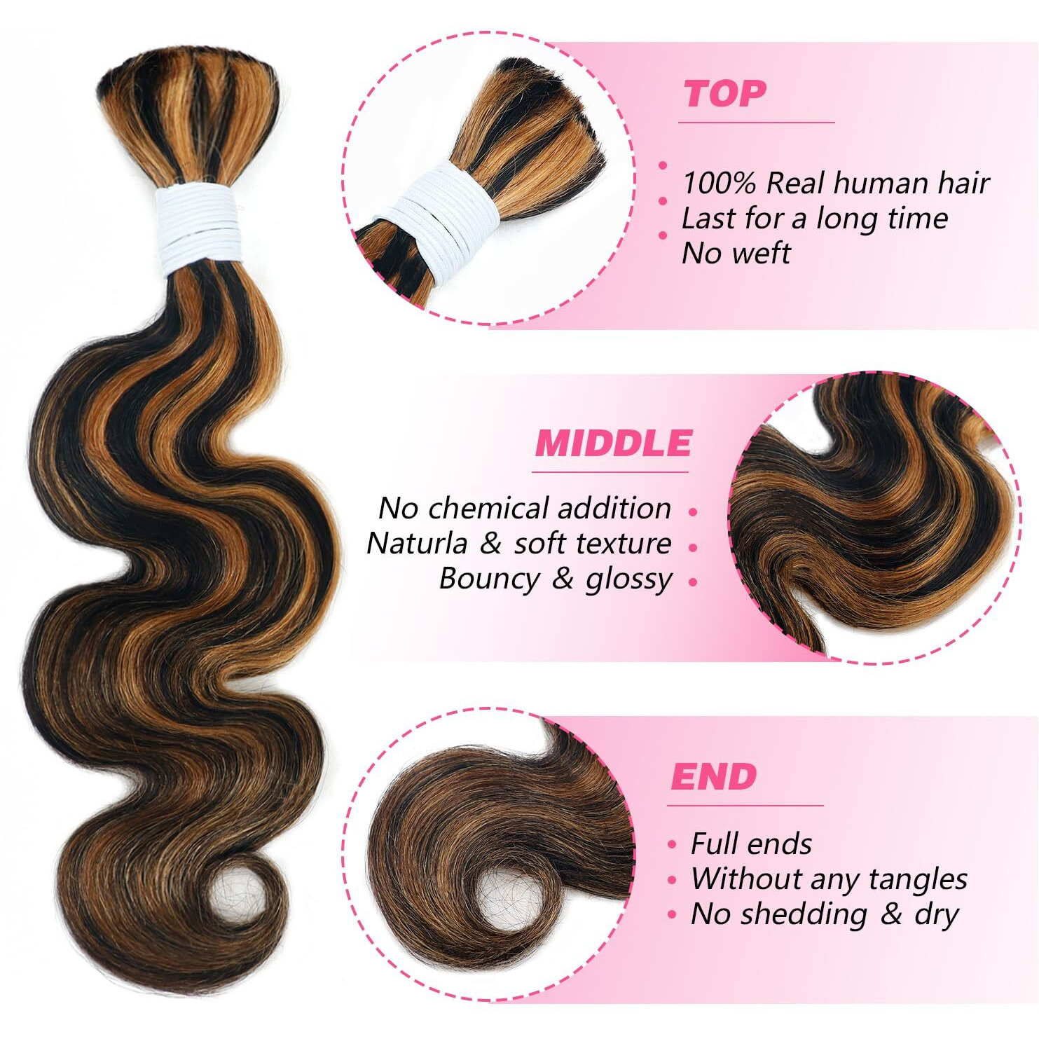 Liqusee Body Wave Curly 1B/30 Human Braiding Hair 100G One Bundle/Pack Bulk Human Hair For Braiding No Weft Human Hair Braiding Hair For Boho Braids (20 Inch, Body Wave 1B/30)