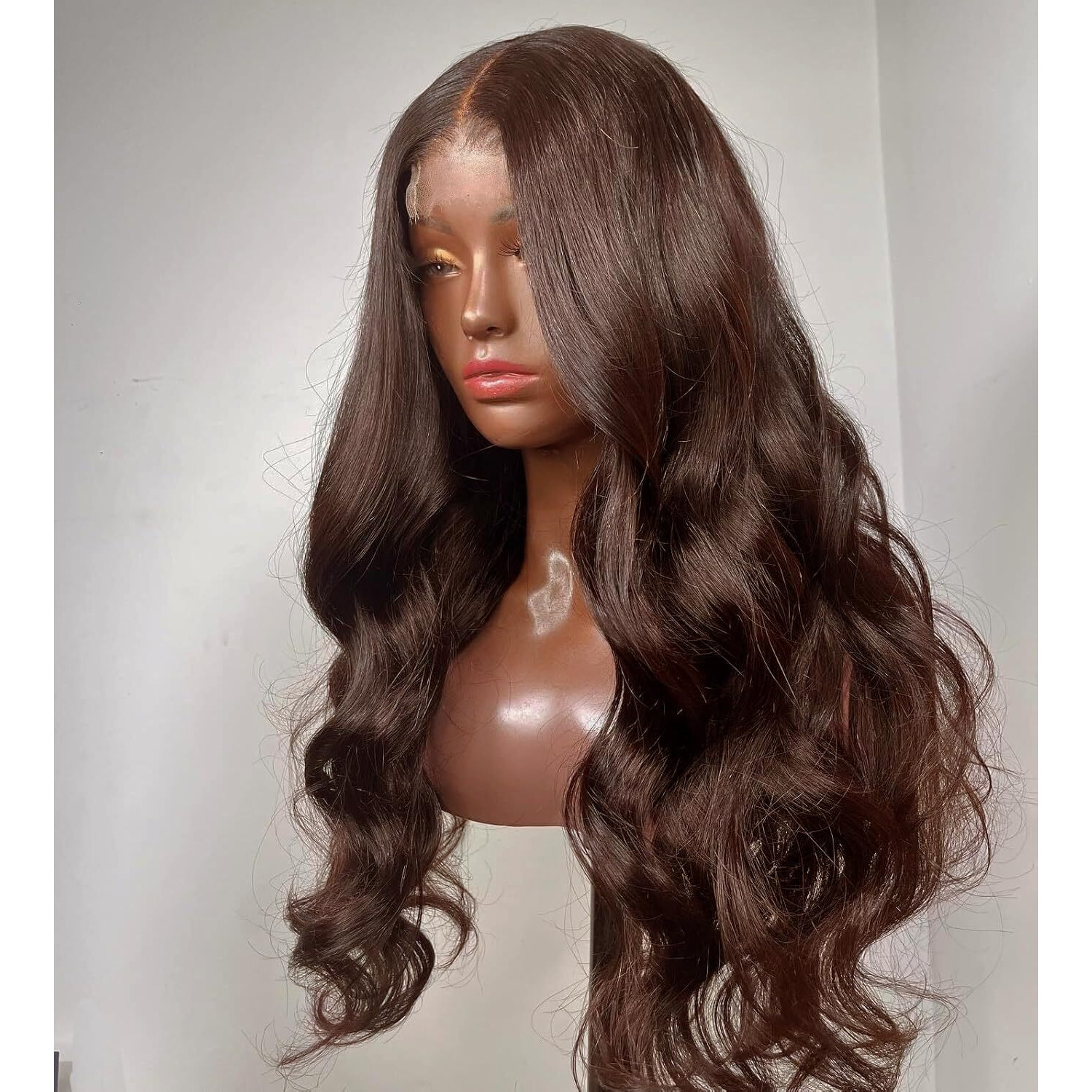 Thusiae 2X6 Skinlike Hd Lace Closure Wigs Human Hair, Chocolate Brown Lace Front Wig, Body Wave Human Hair Wig Pre-Plucked Bleached Knots 250% Density Hd Lace Closure Wigs 32 Inch