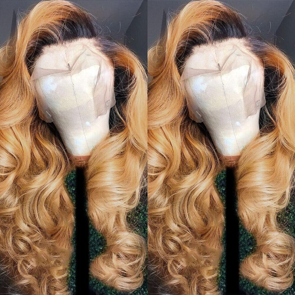 Honey Blonde Lace Front Wigs Human Hair 13X6 Ombre Hd Transparent Lace Frontal Wig Human Hairs For Women 12A Body Wave Lace Front Wigs Pre Plucked With Baby Hair