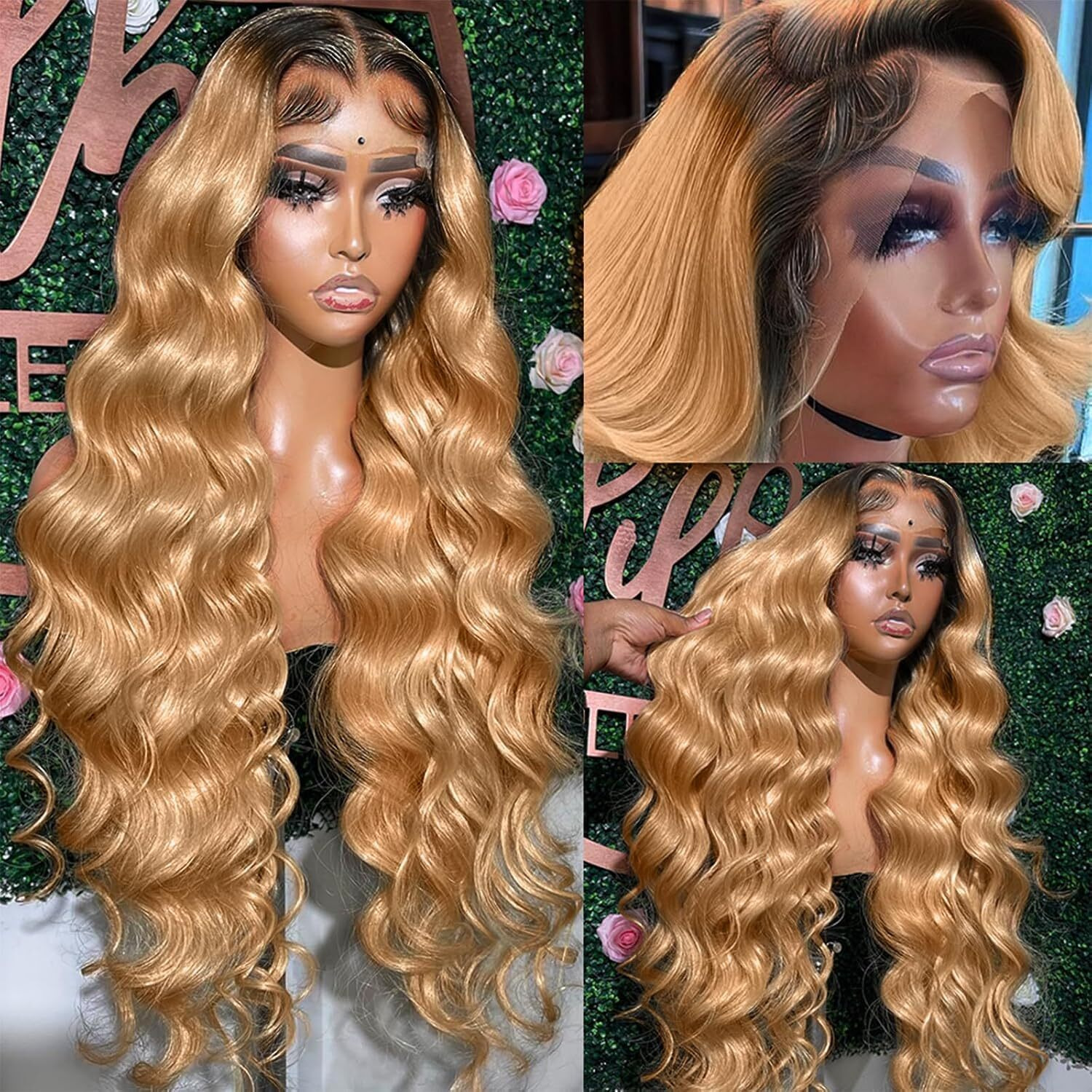 Honey Blonde Lace Front Wigs Human Hair 13X6 Ombre Hd Transparent Lace Frontal Wig Human Hairs For Women 12A Body Wave Lace Front Wigs Pre Plucked With Baby Hair