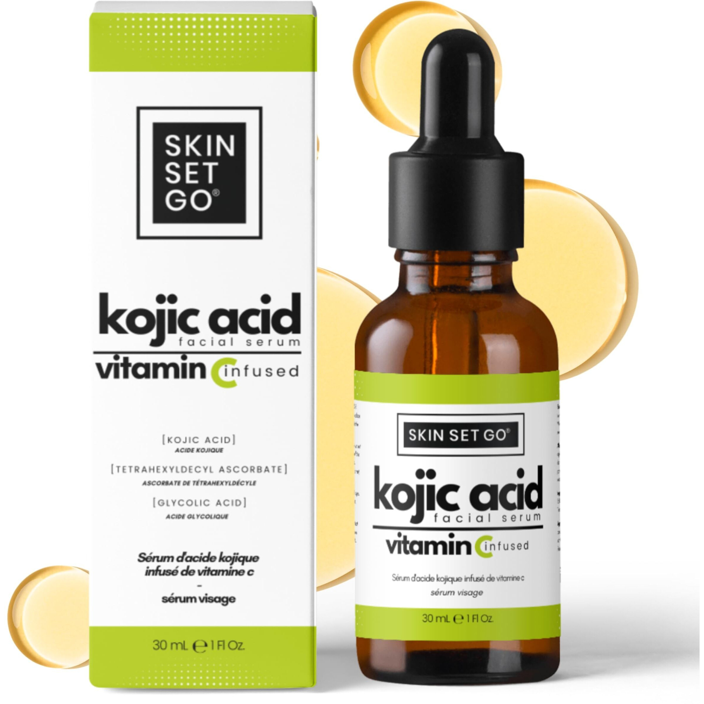 Skinsetgo Kojic Acid Serum For Face & Body, Premium Kojic Acid With Vitamin C, Aha Blend, And Bha, Lightweight Daily Serum 1Oz